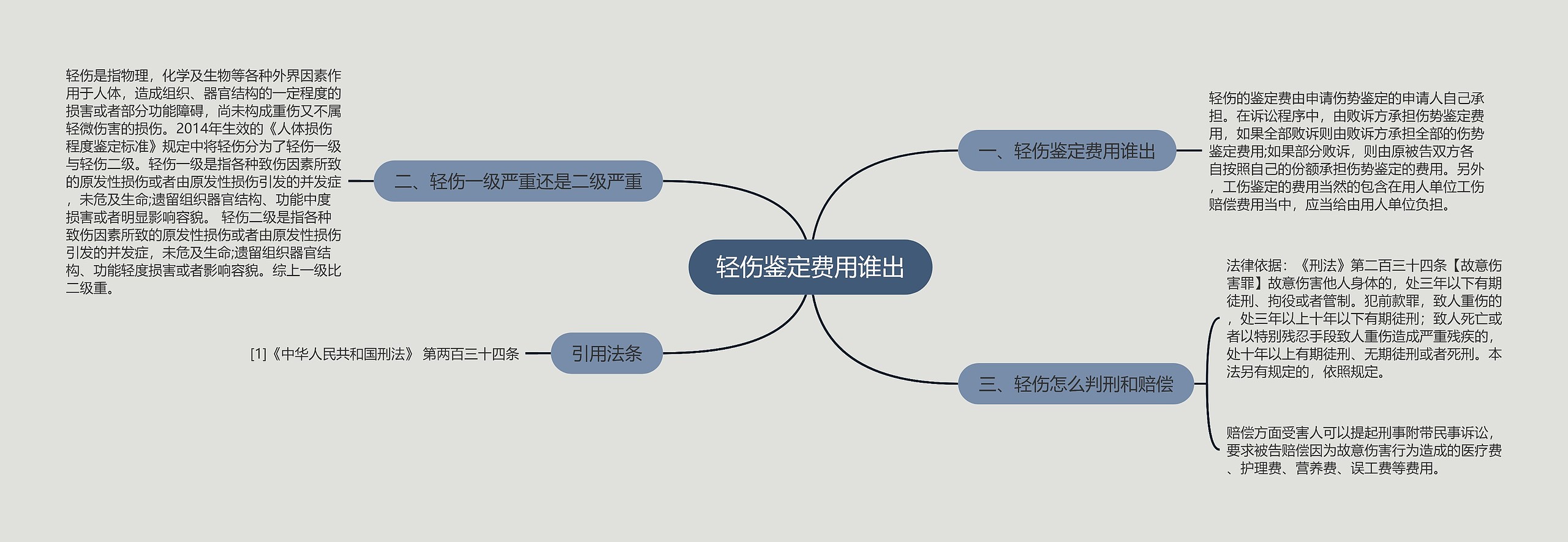 轻伤鉴定费用谁出思维导图