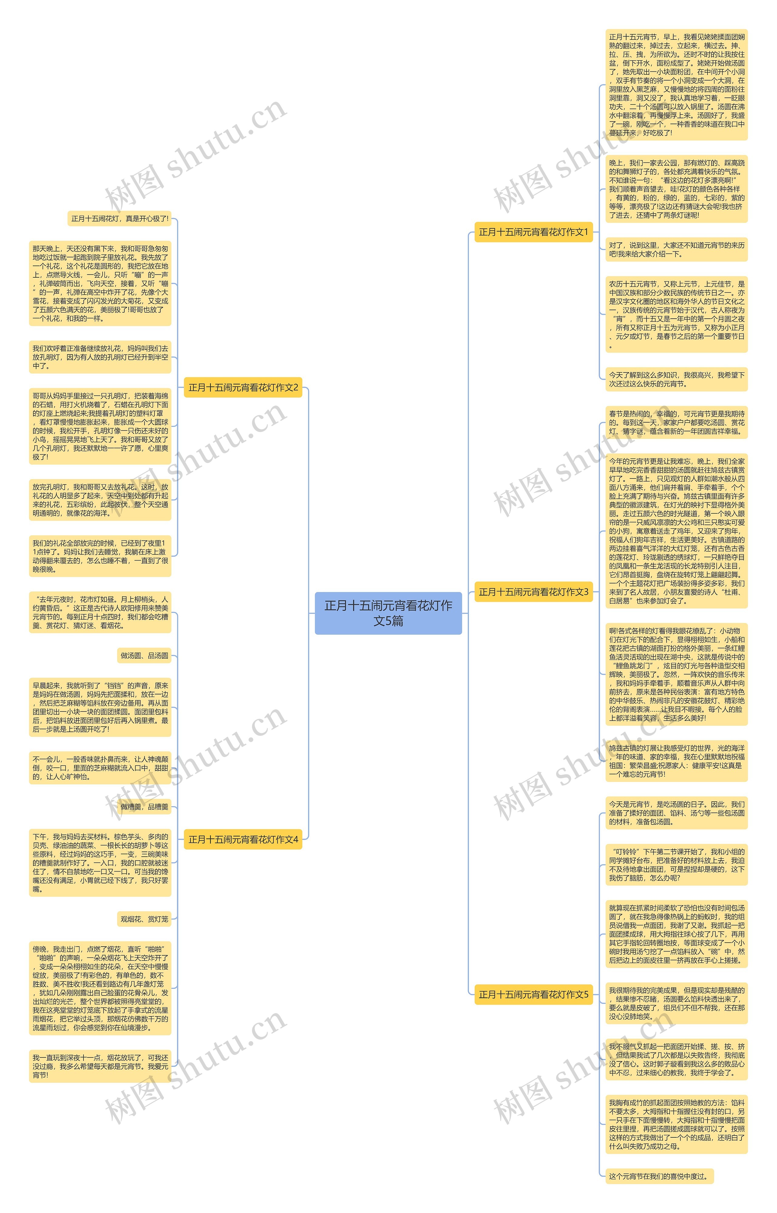正月十五闹元宵看花灯作文5篇思维导图
