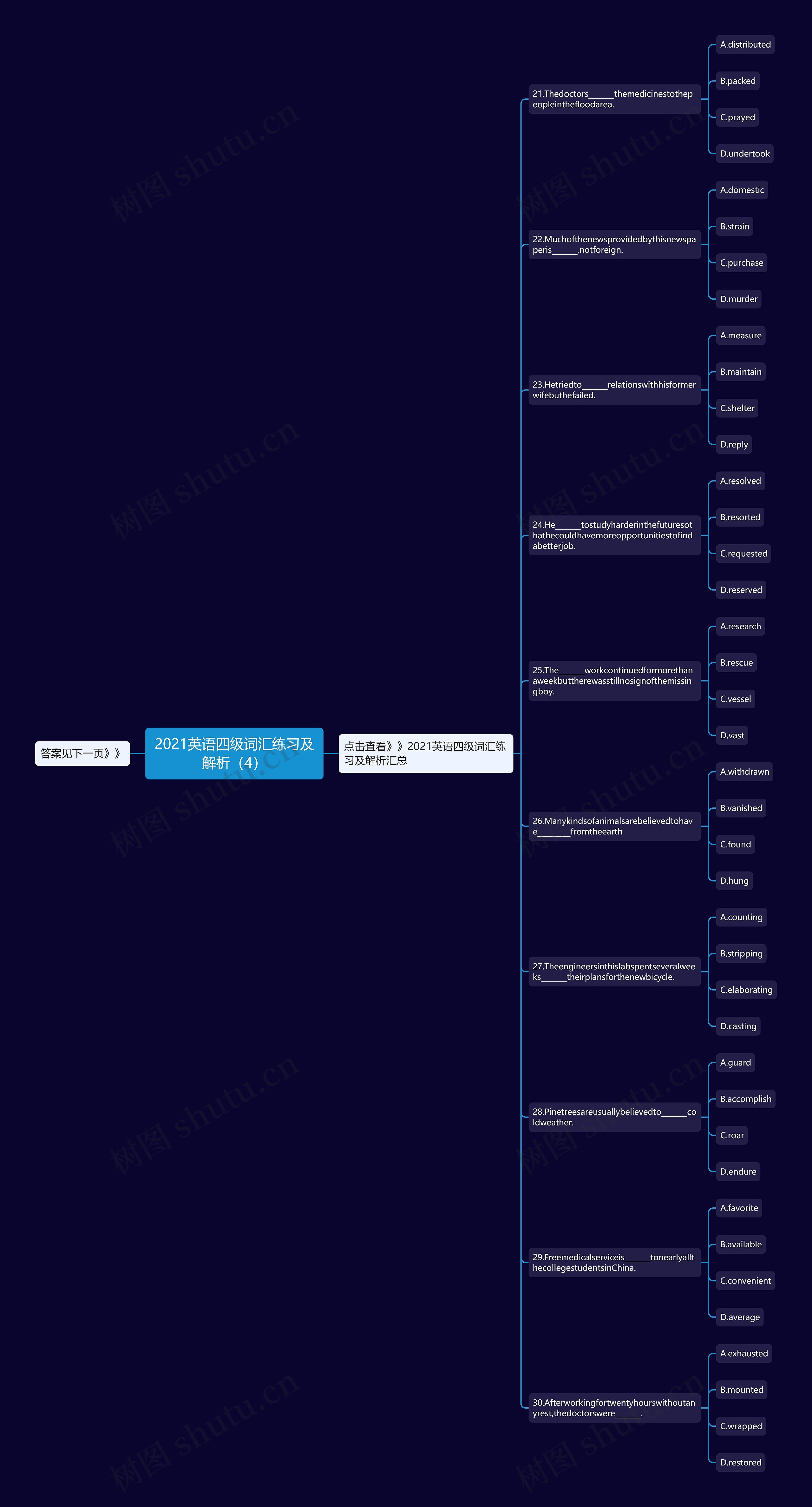 2021英语四级词汇练习及解析（4）思维导图