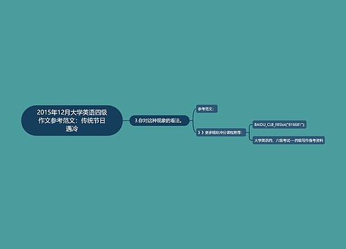 2015年12月大学英语四级作文参考范文：传统节日遇冷