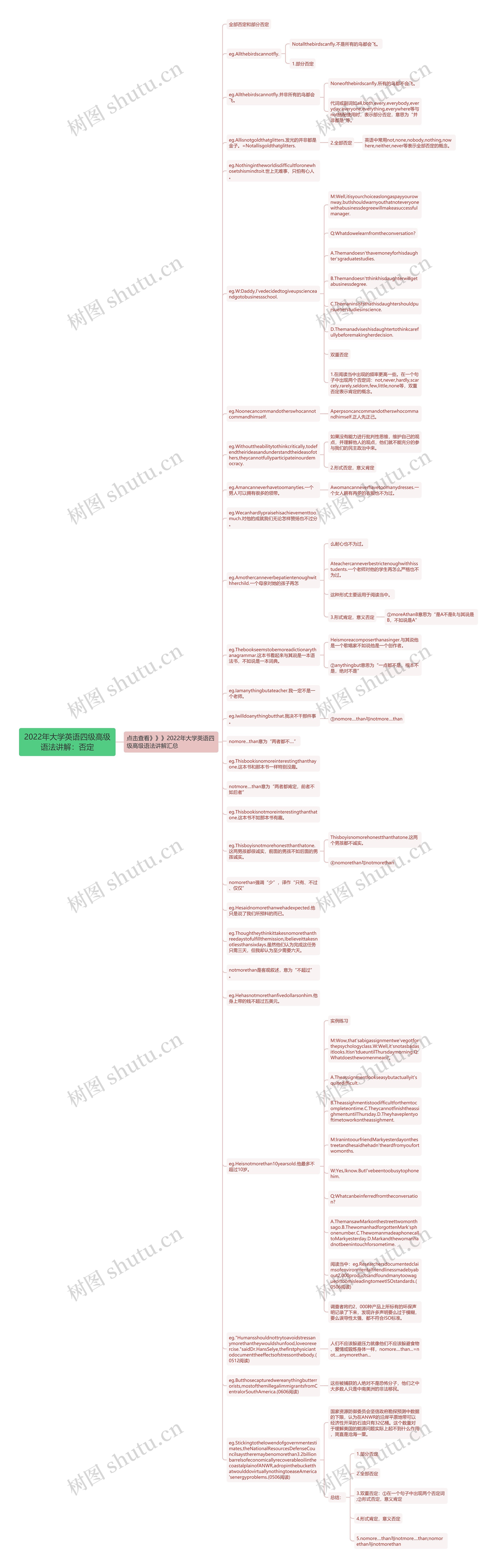 2022年大学英语四级高级语法讲解：否定思维导图