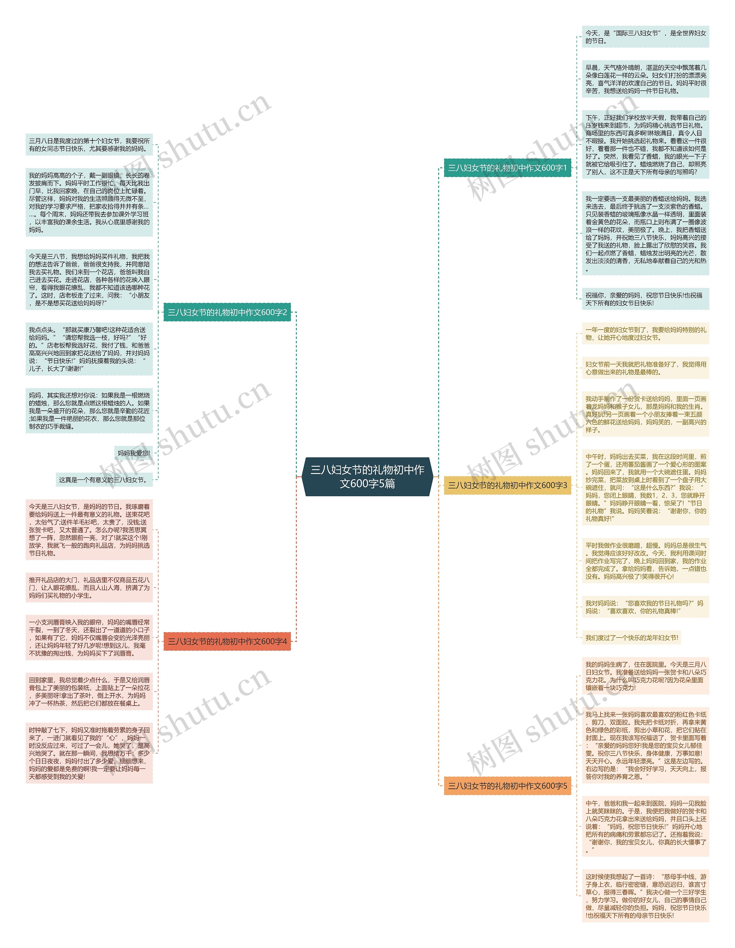 三八妇女节的礼物初中作文600字5篇思维导图