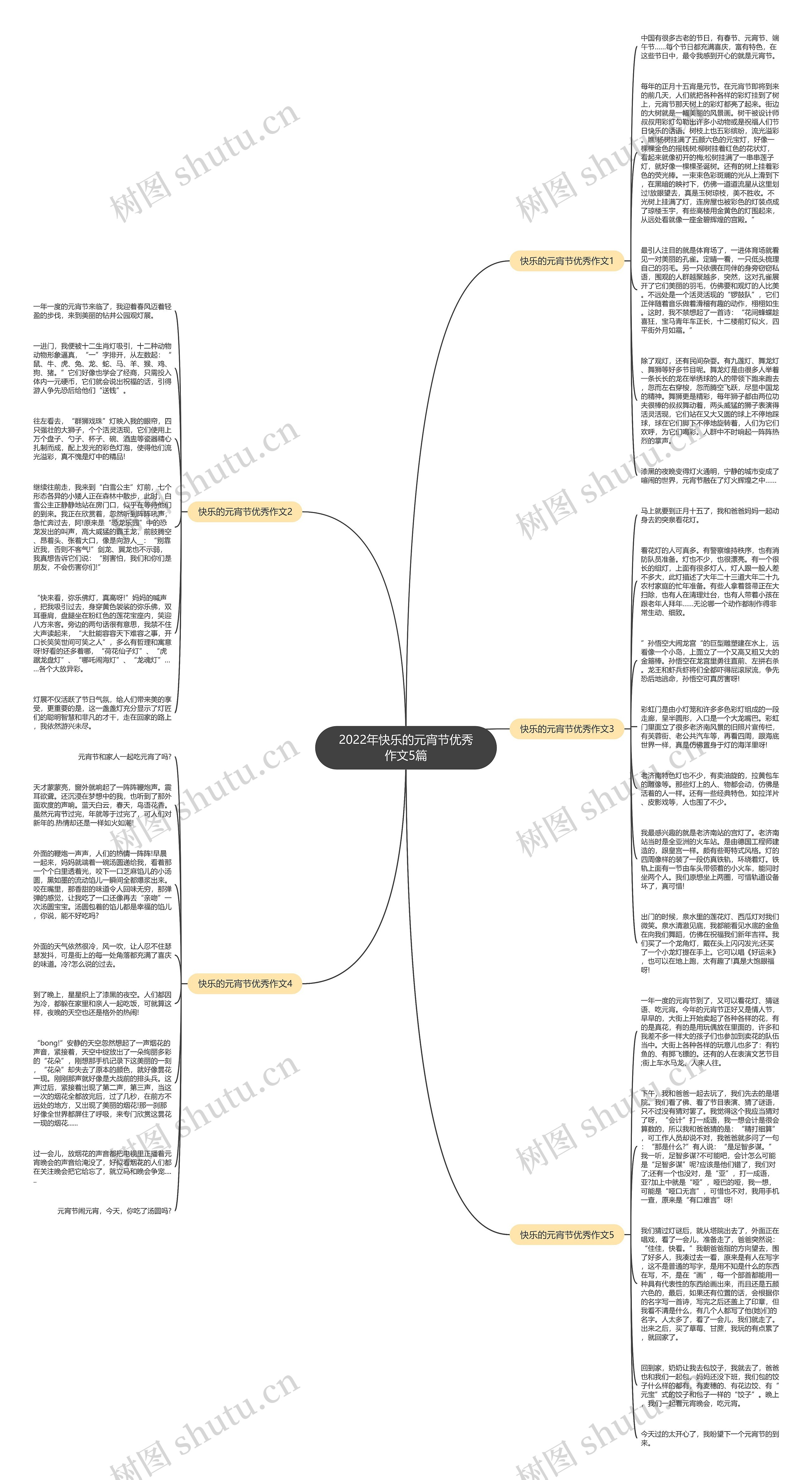 2022年快乐的元宵节优秀作文5篇思维导图