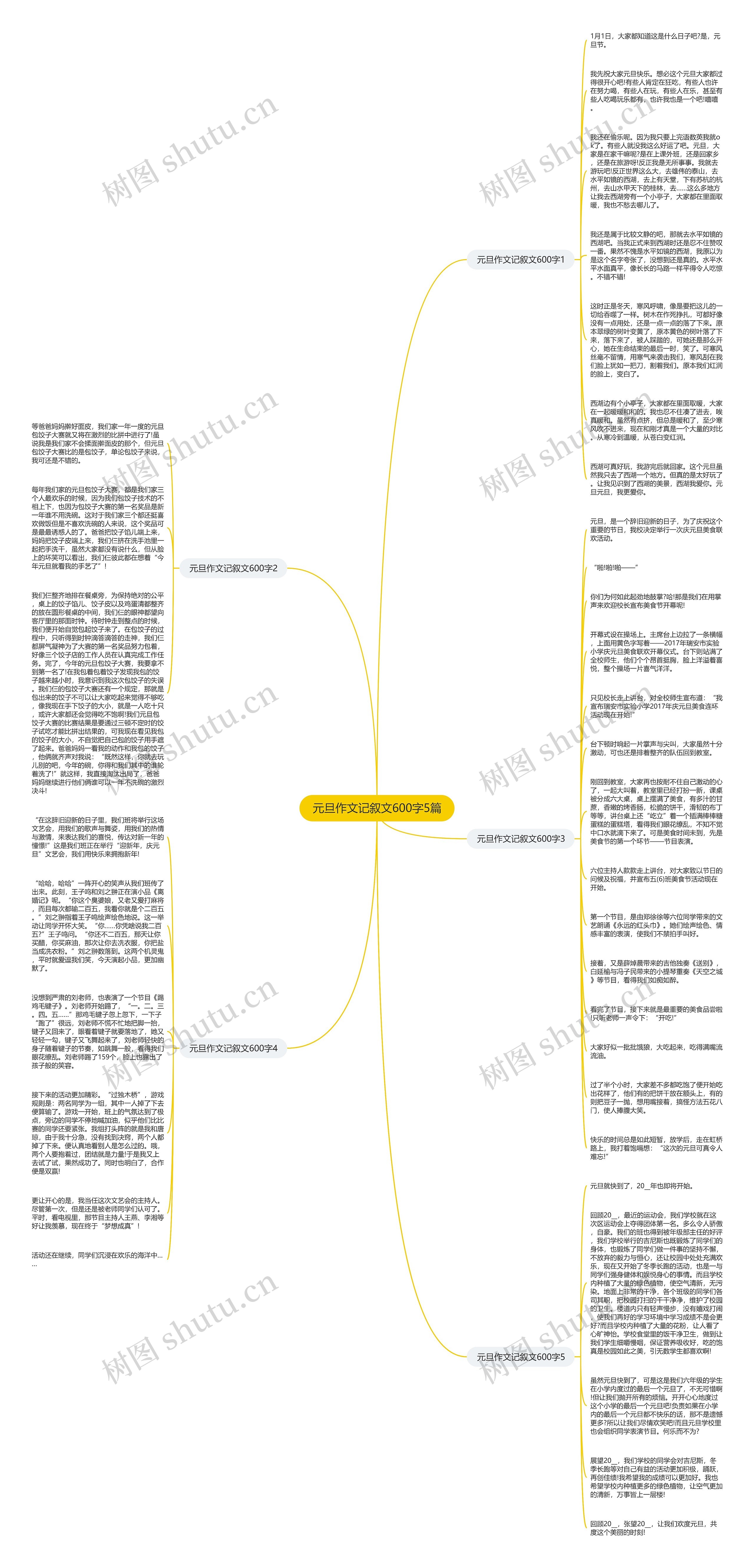 元旦作文记叙文600字5篇思维导图