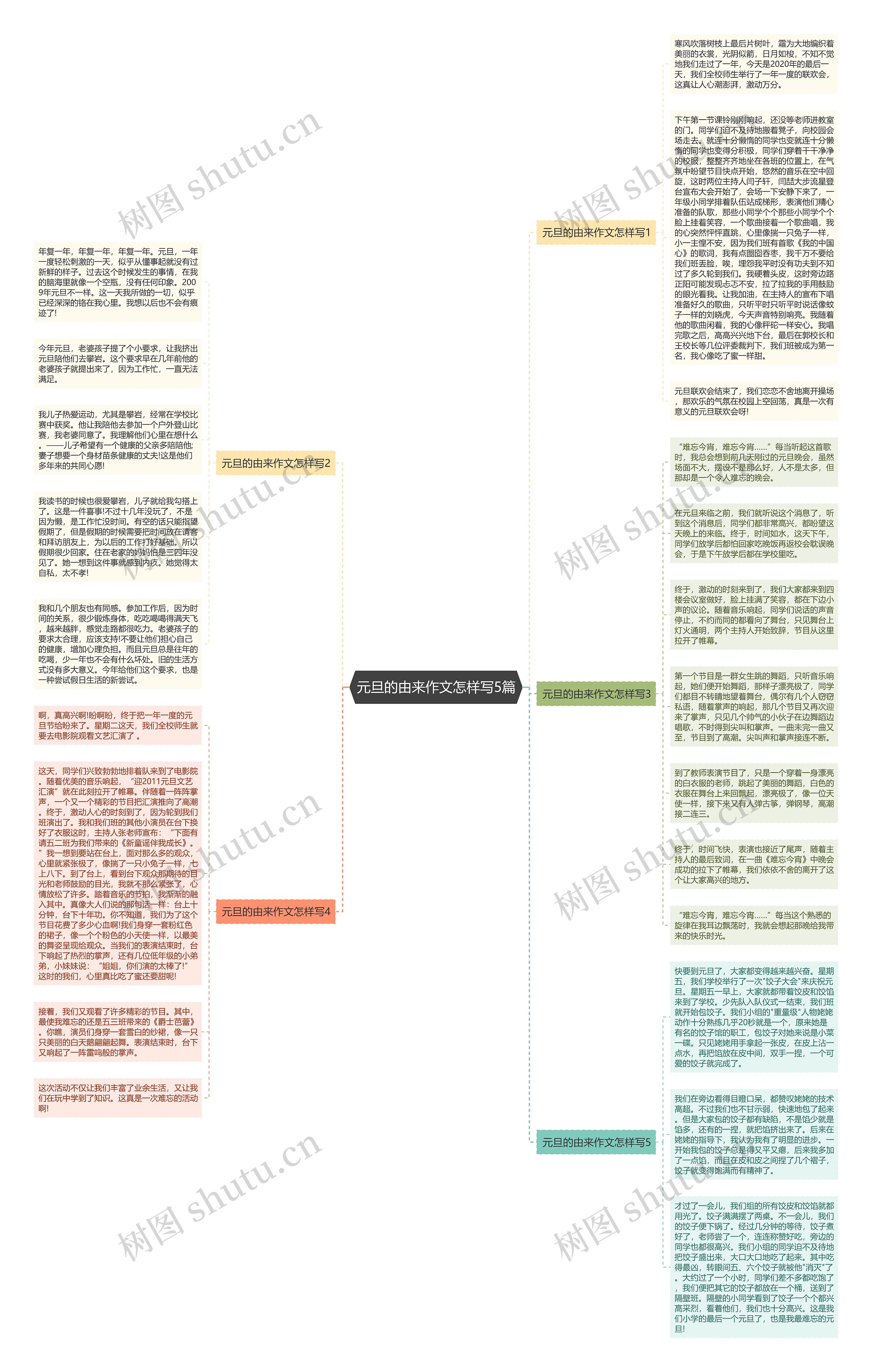 元旦的由来作文怎样写5篇思维导图