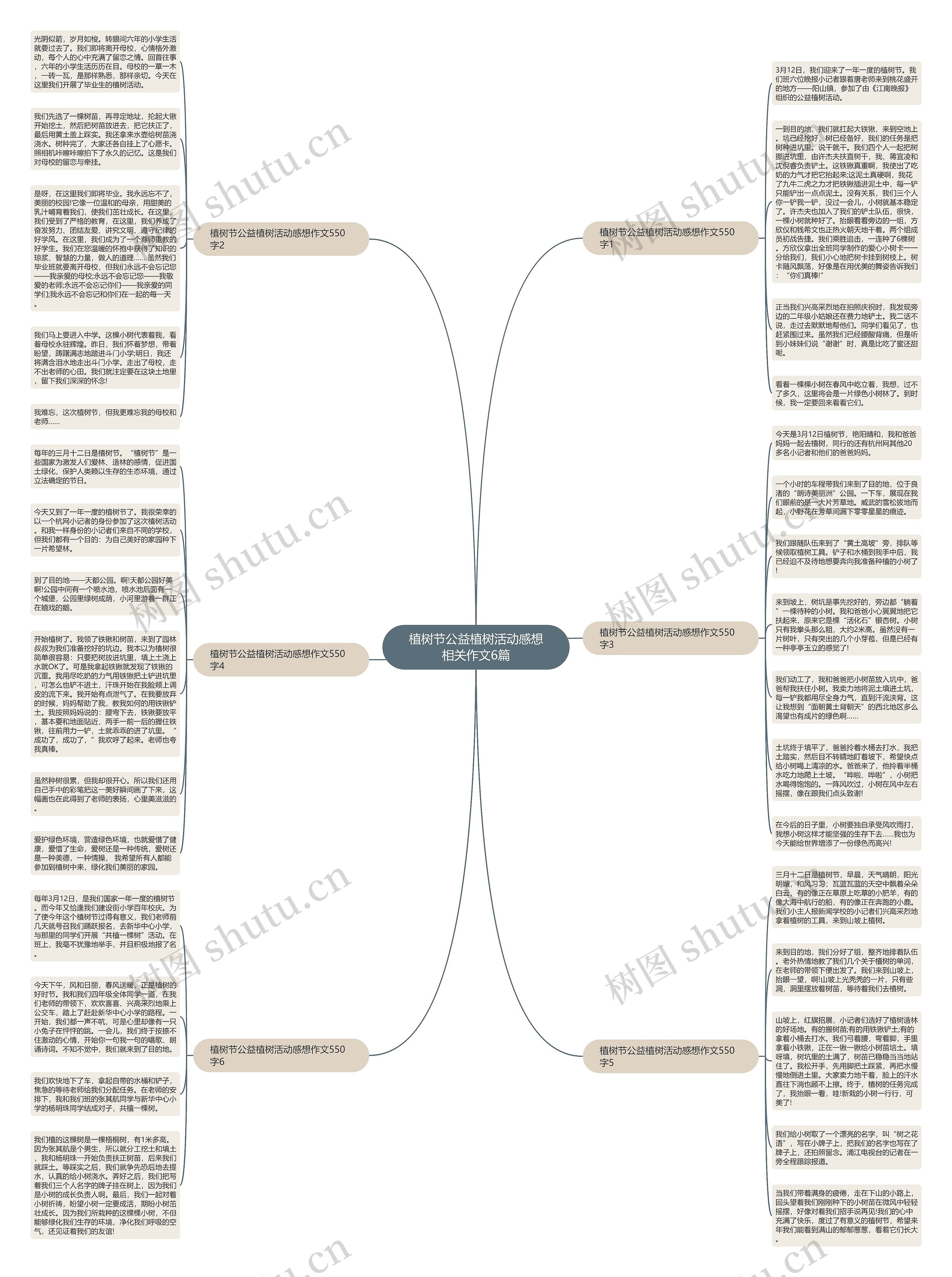 植树节公益植树活动感想相关作文6篇思维导图
