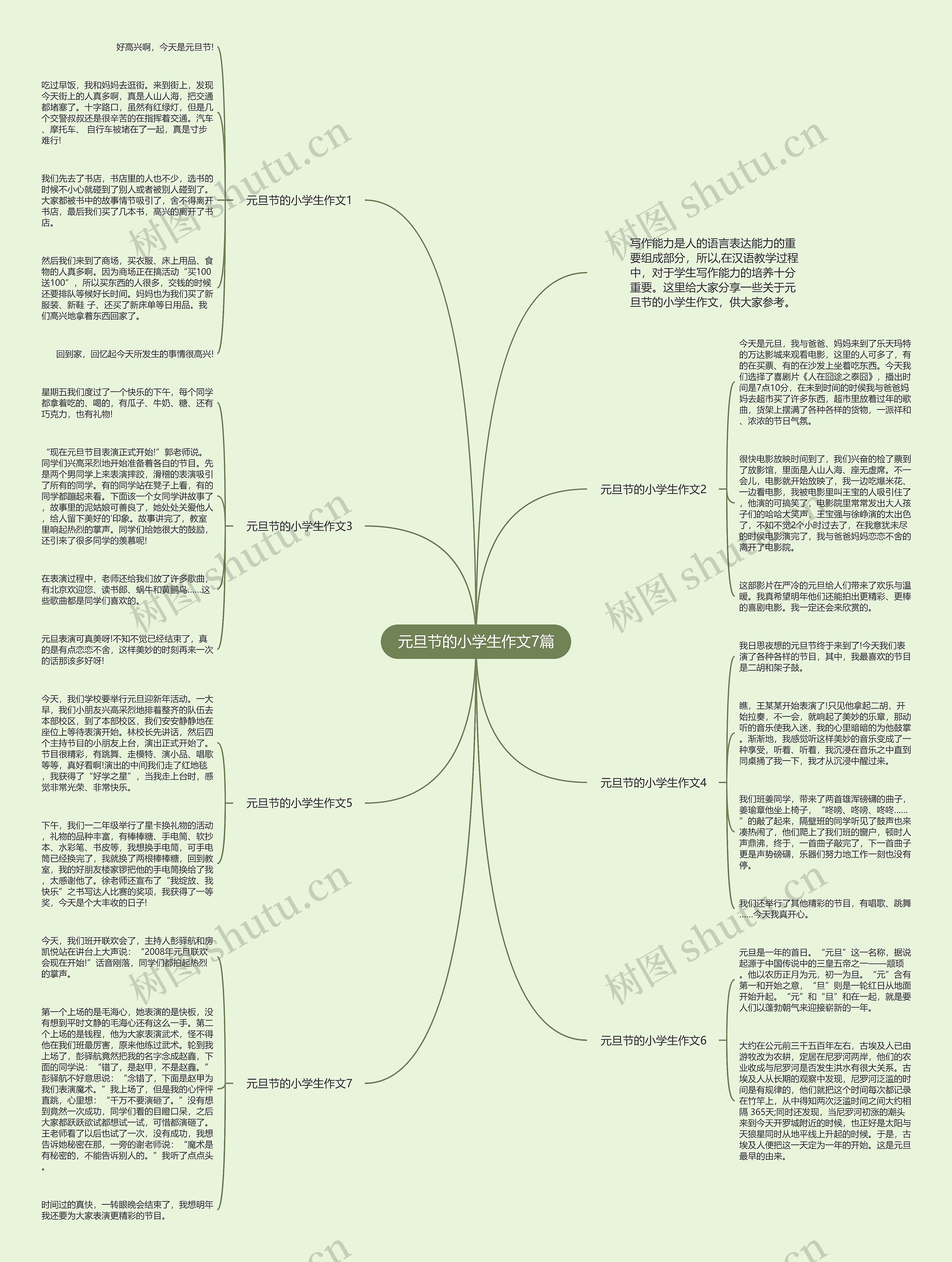 元旦节的小学生作文7篇思维导图