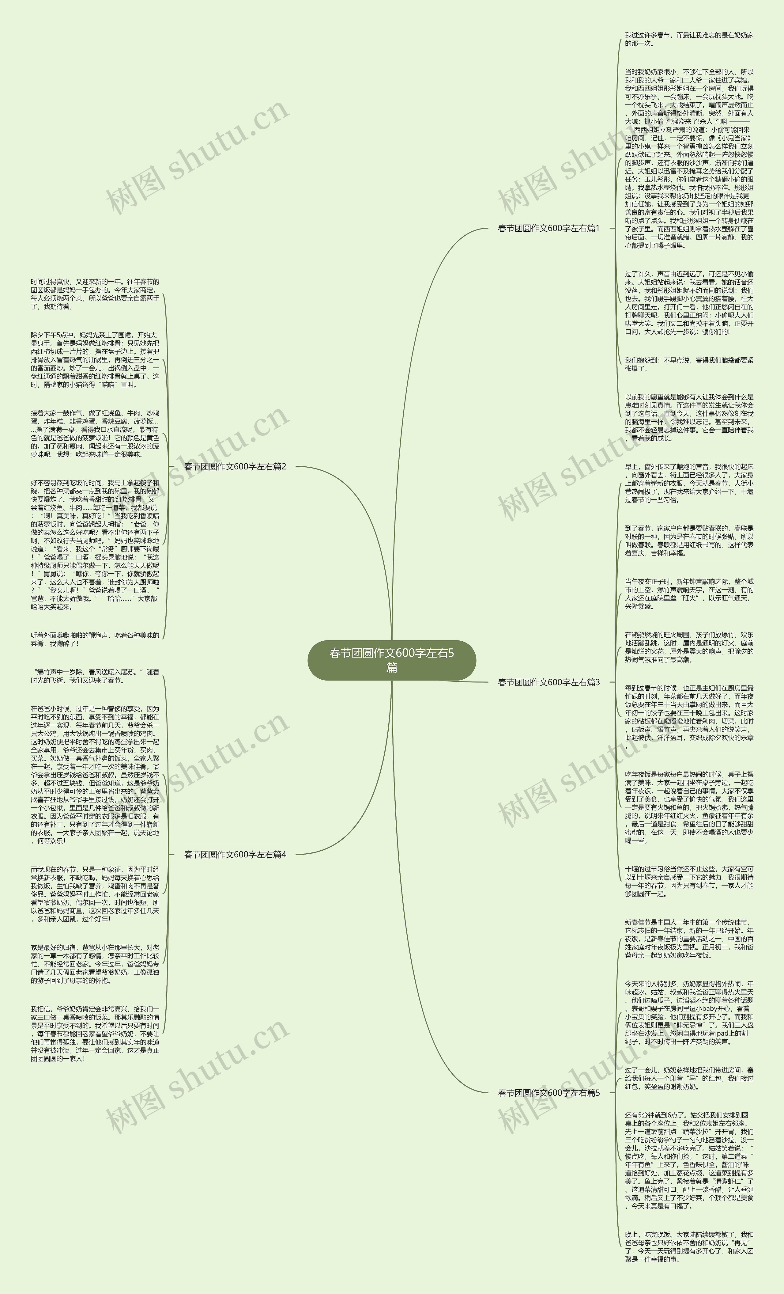 春节团圆作文600字左右5篇思维导图