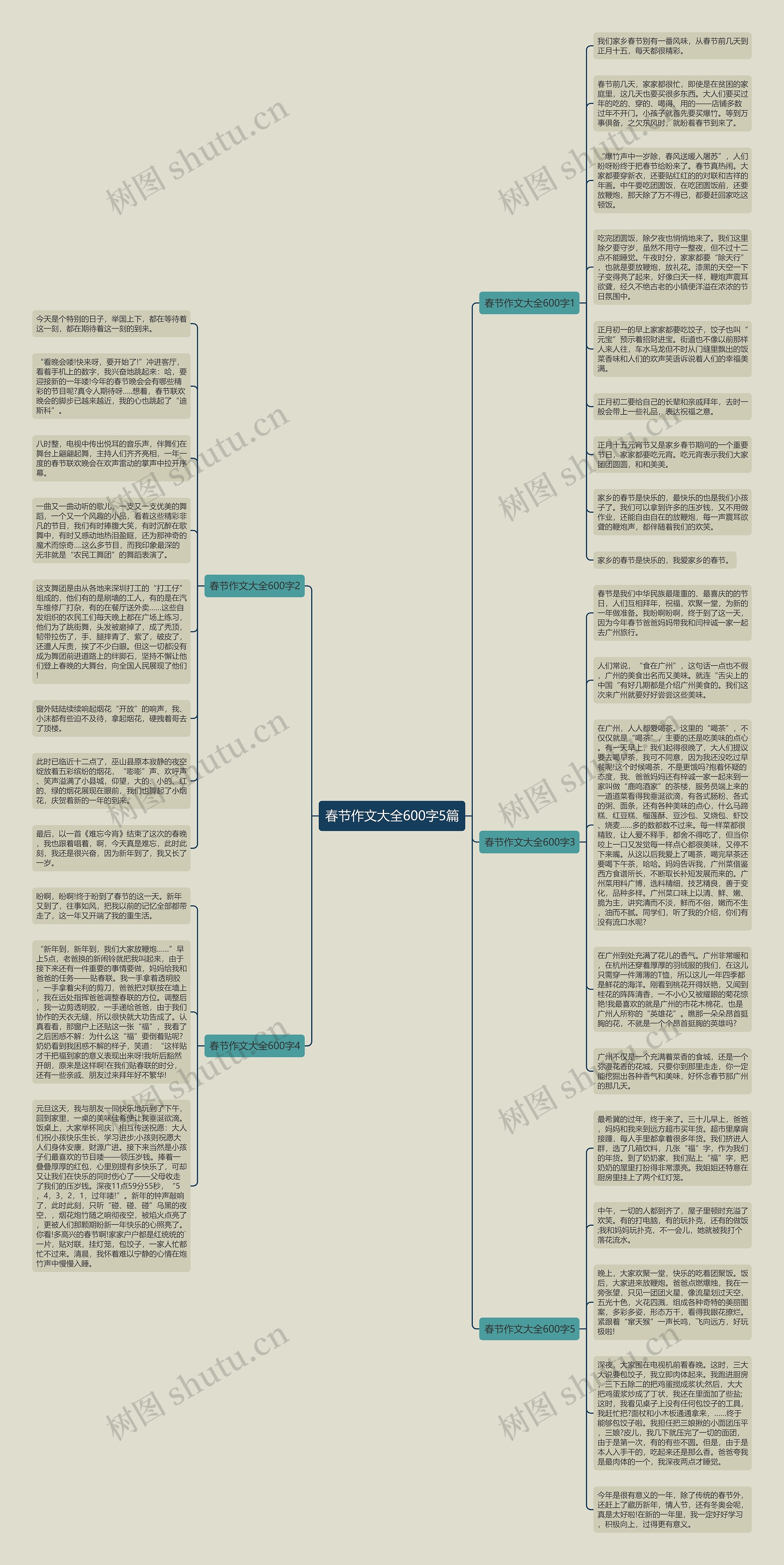 春节作文大全600字5篇思维导图