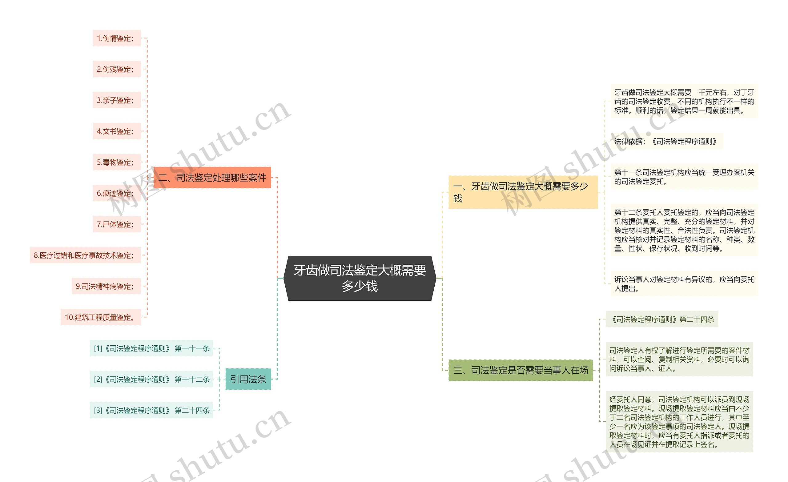 牙齿做司法鉴定大概需要多少钱思维导图