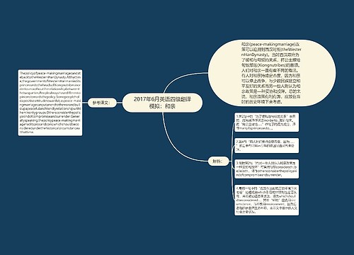 2017年6月英语四级翻译模拟：和亲