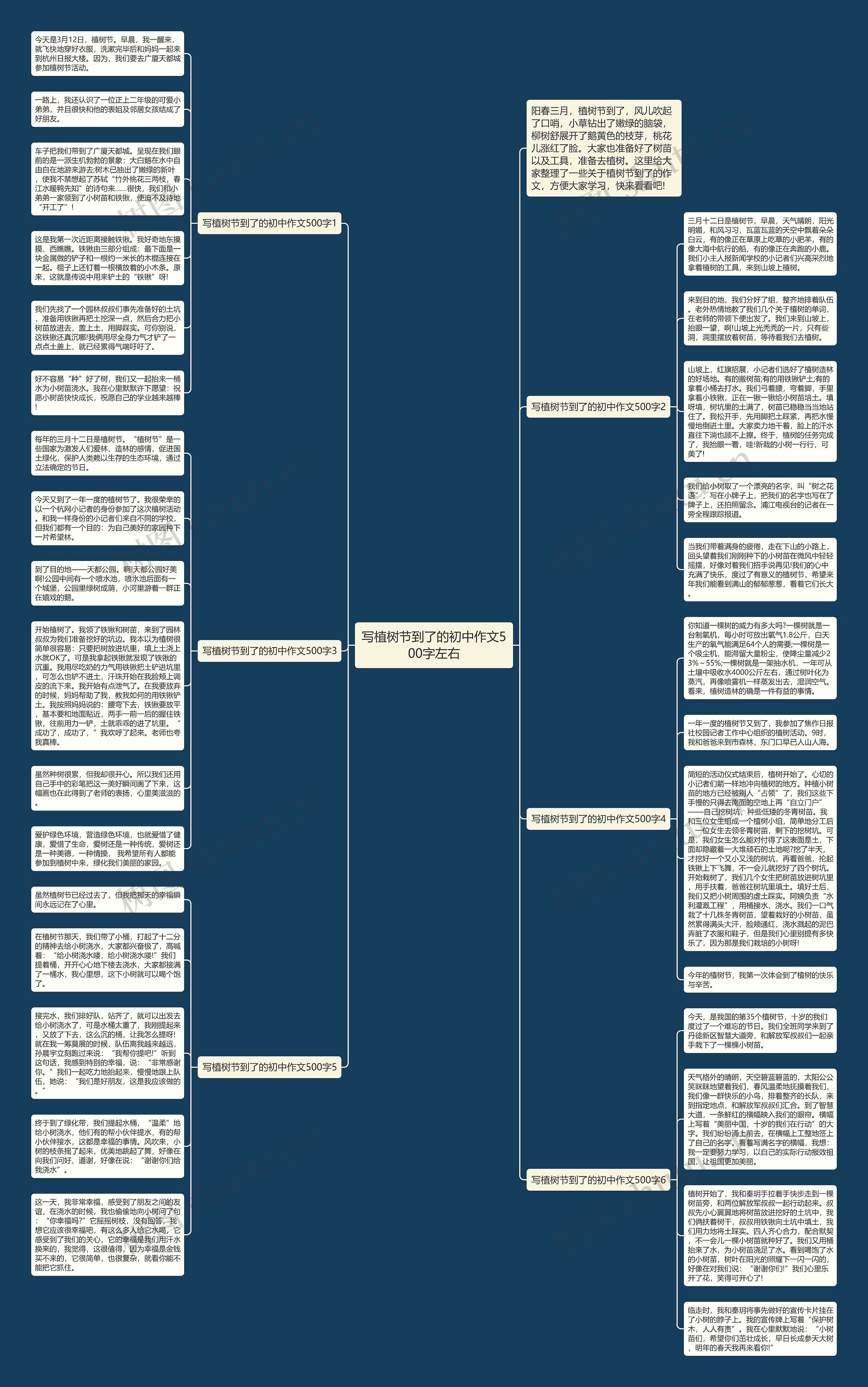写植树节到了的初中作文500字左右思维导图