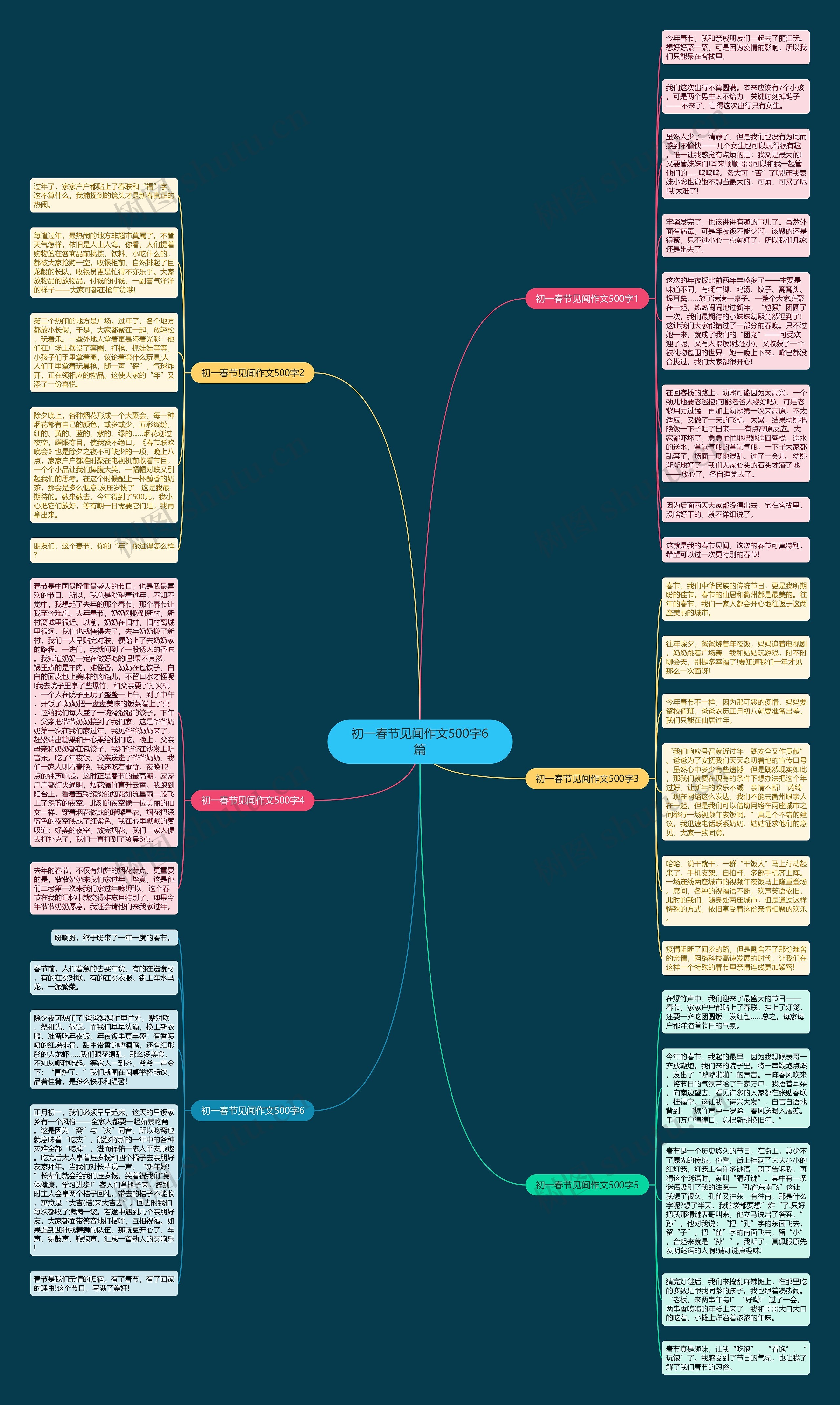 初一春节见闻作文500字6篇思维导图