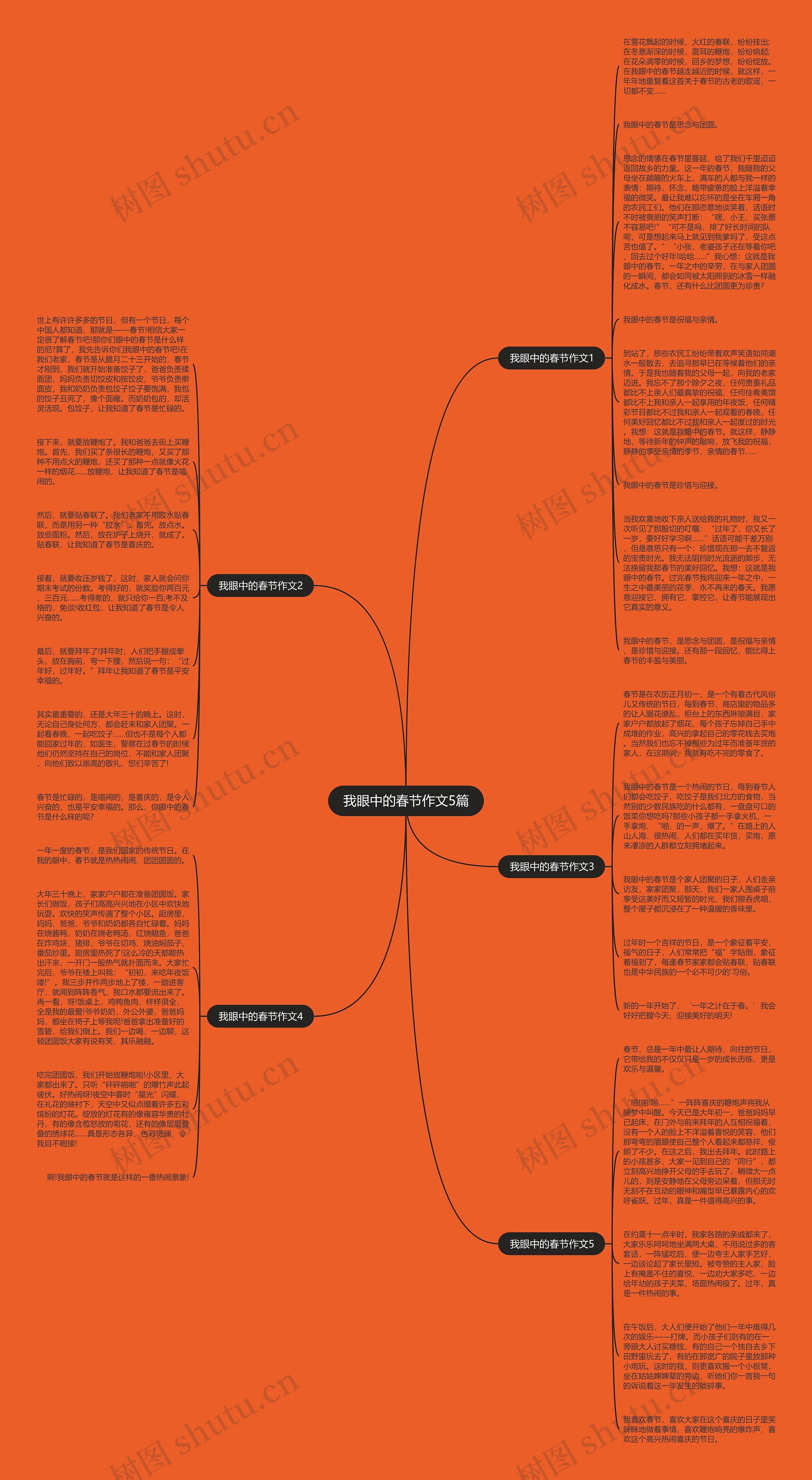 我眼中的春节作文5篇思维导图