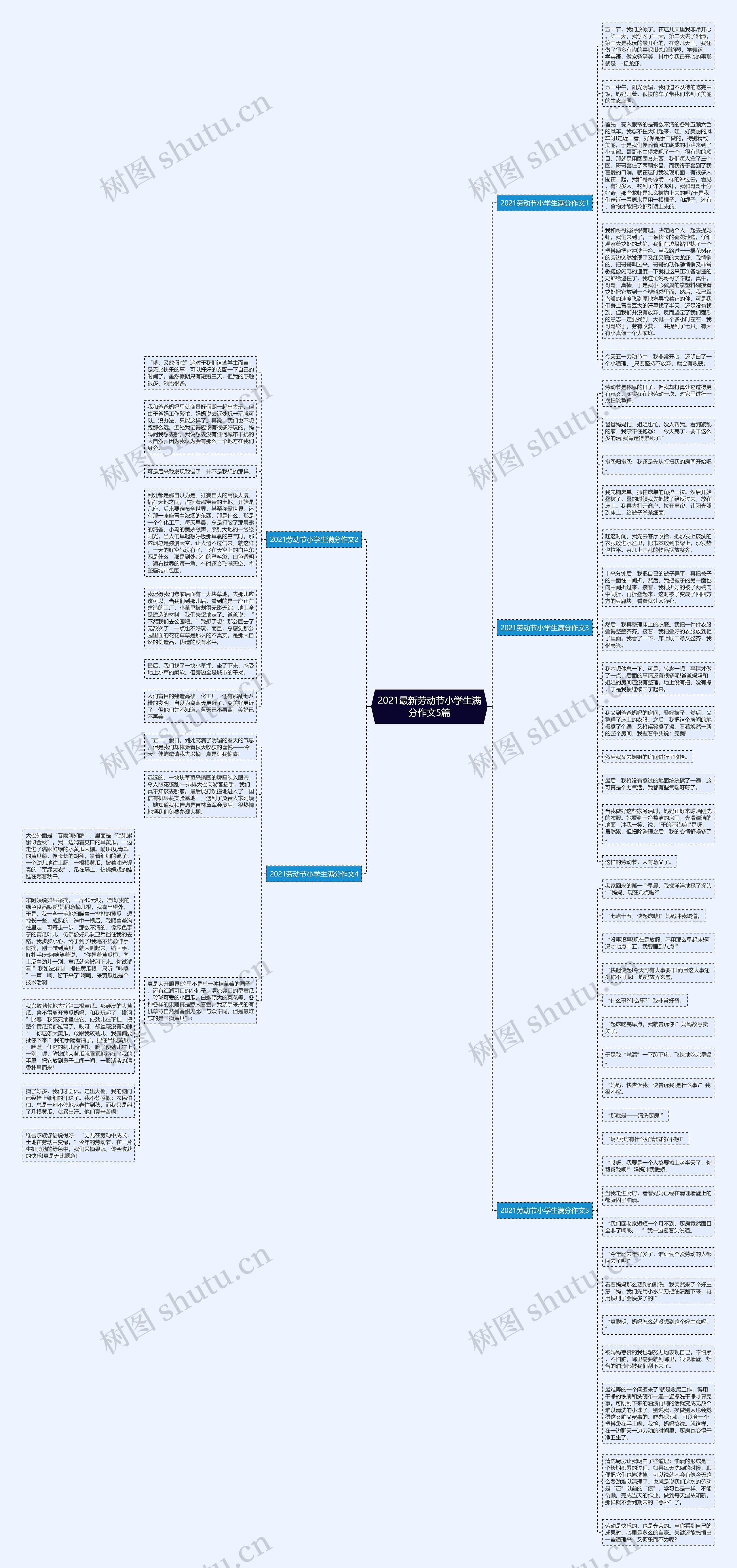 2021最新劳动节小学生满分作文5篇思维导图
