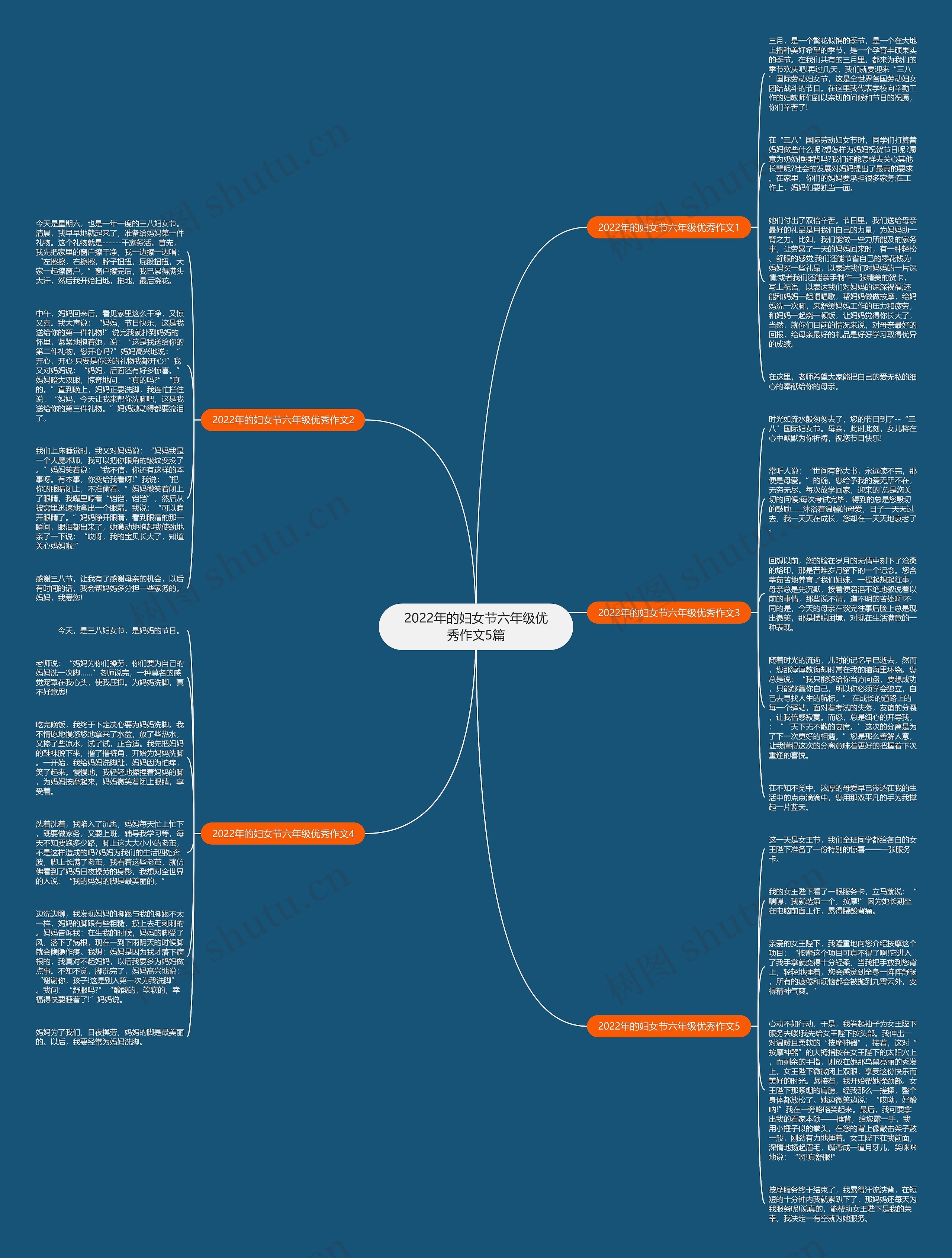 2022年的妇女节六年级优秀作文5篇思维导图