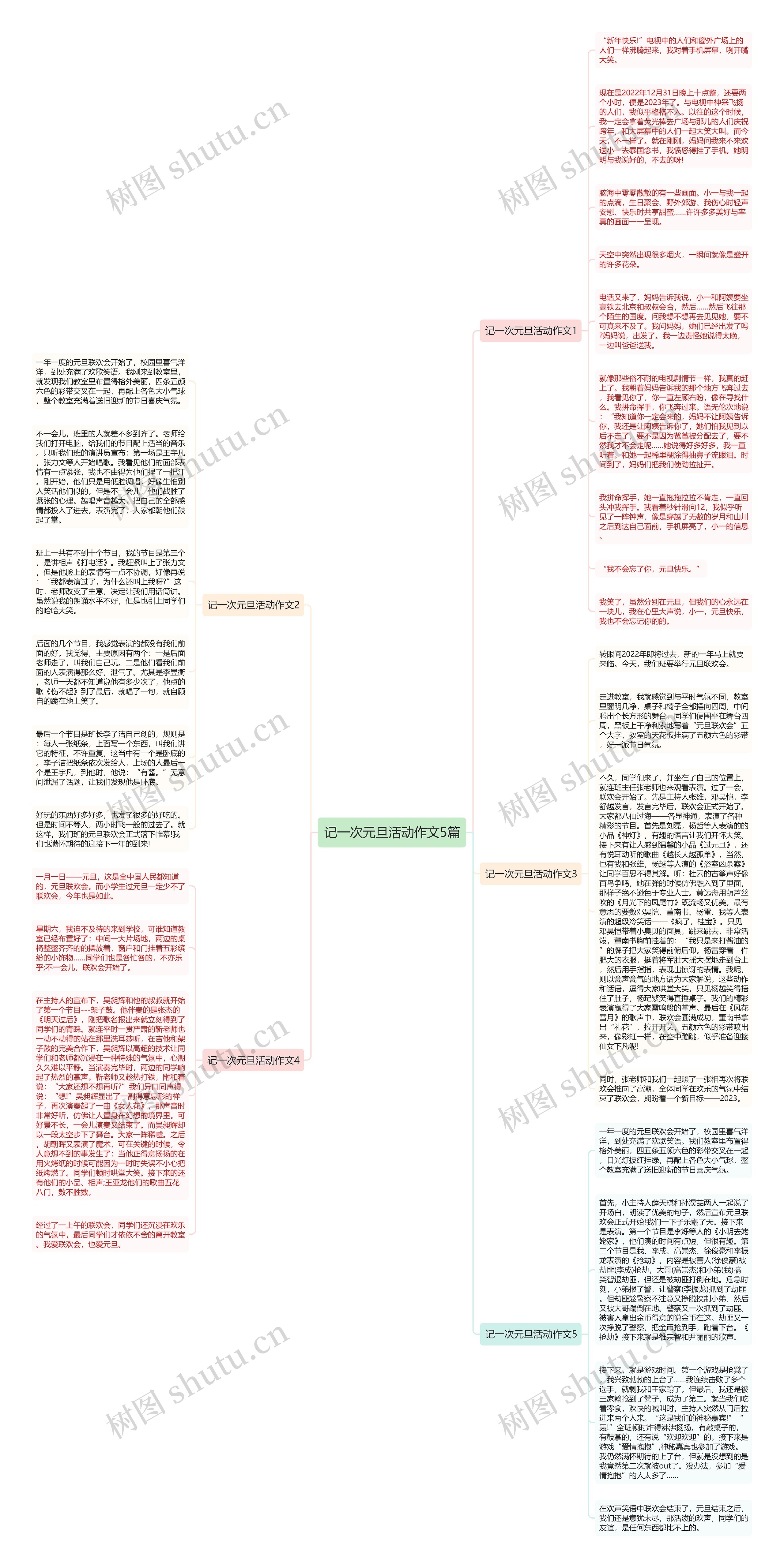 记一次元旦活动作文5篇思维导图