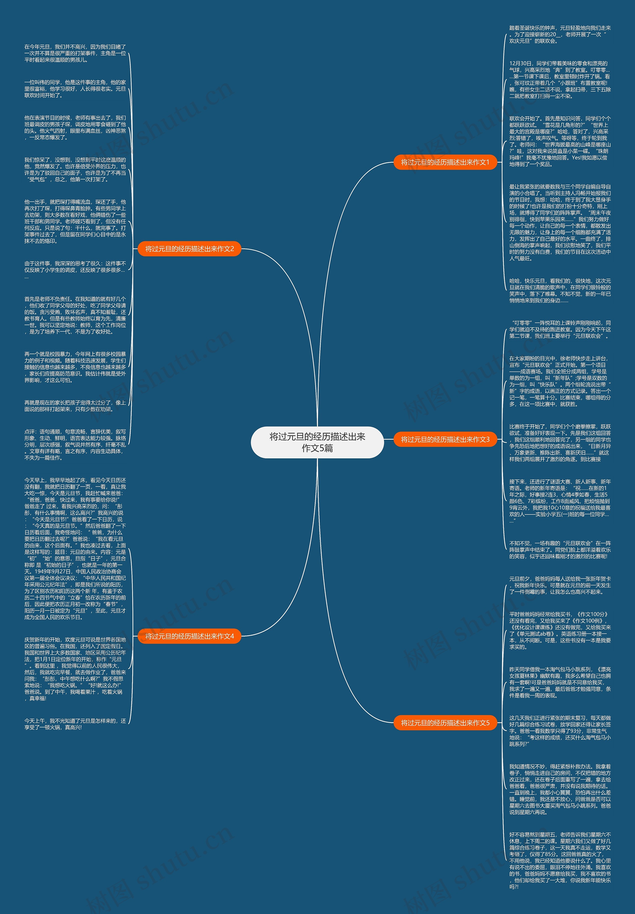 将过元旦的经历描述出来作文5篇思维导图