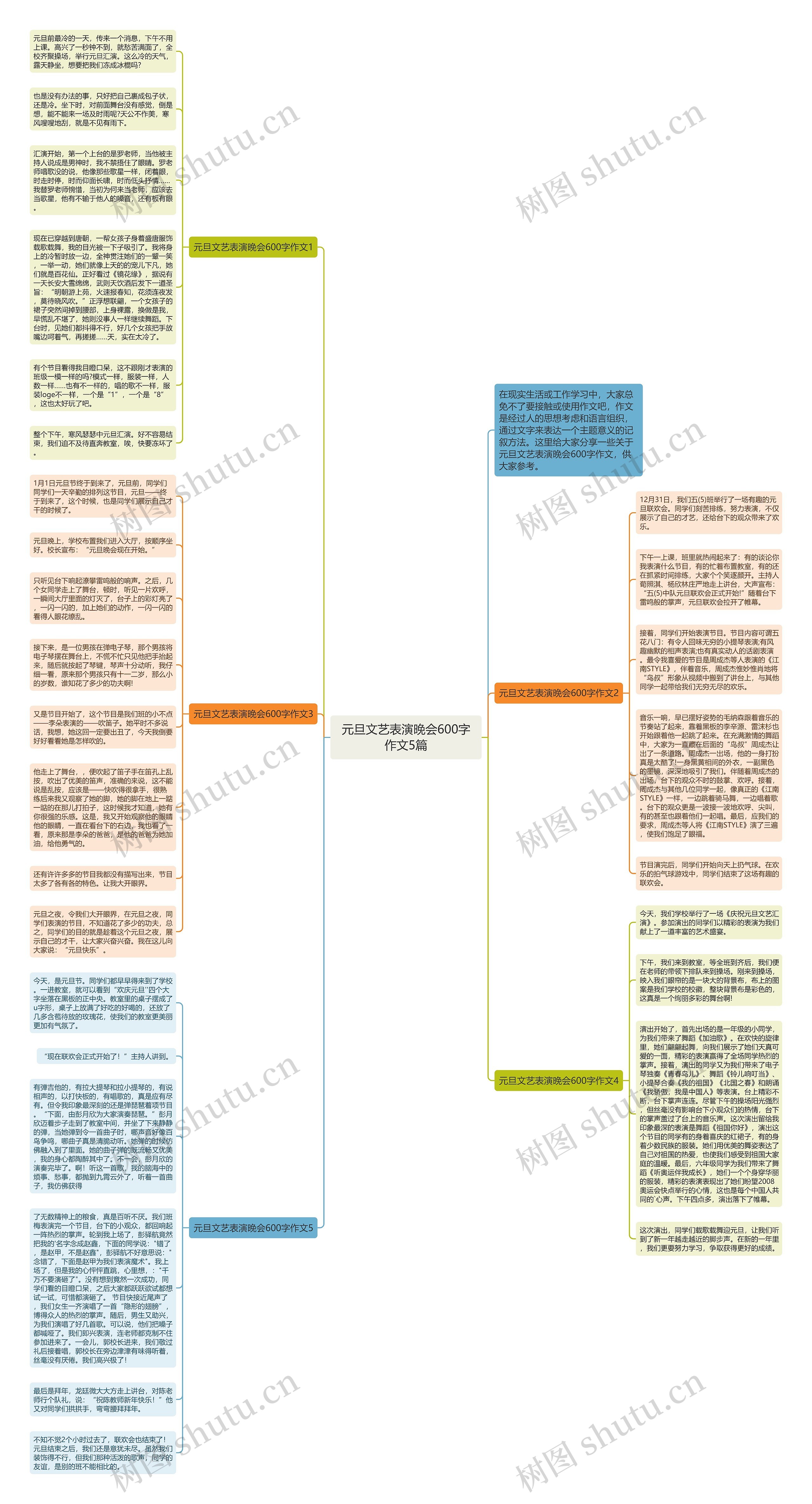 元旦文艺表演晚会600字作文5篇思维导图