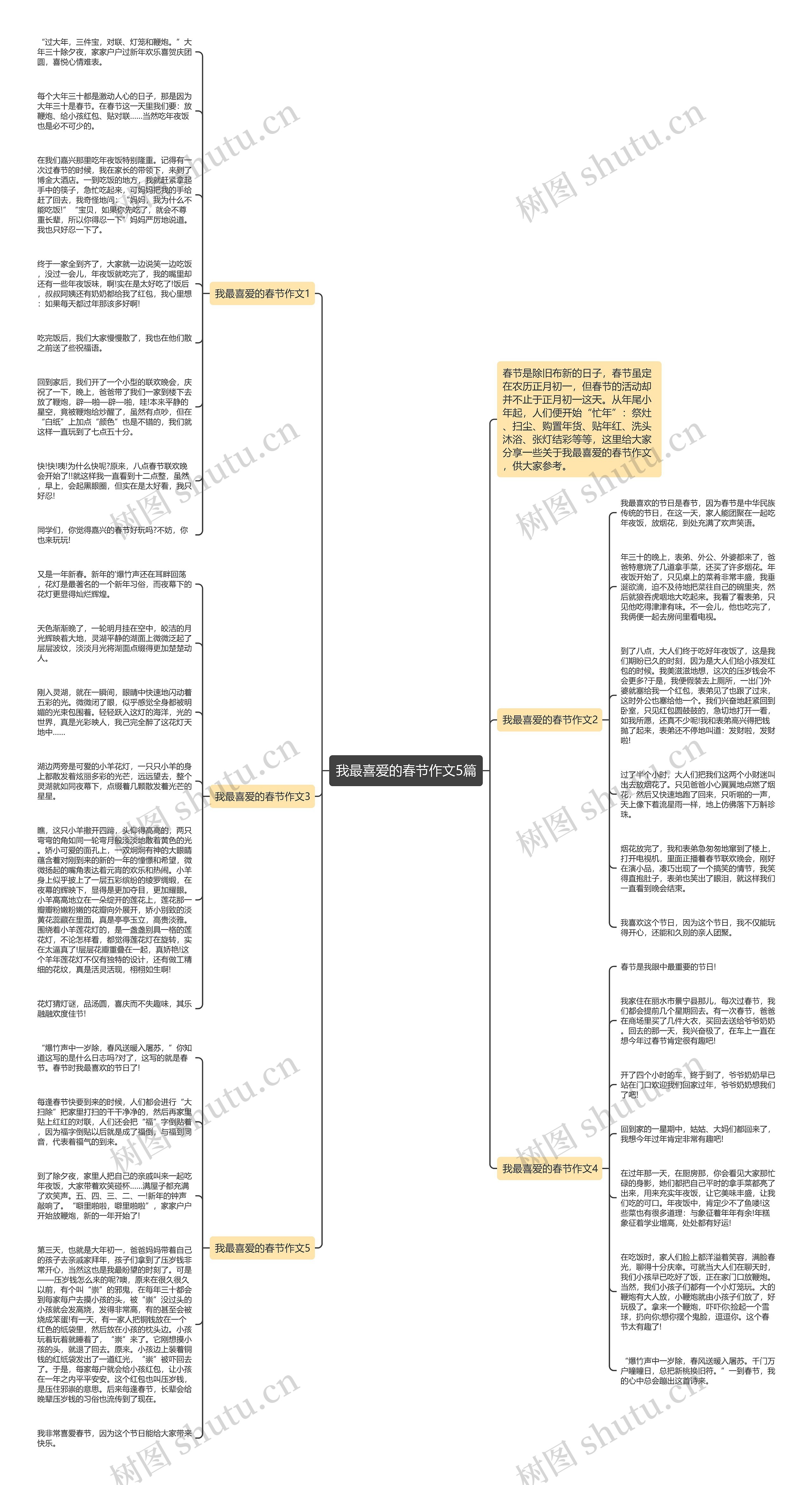 我最喜爱的春节作文5篇思维导图