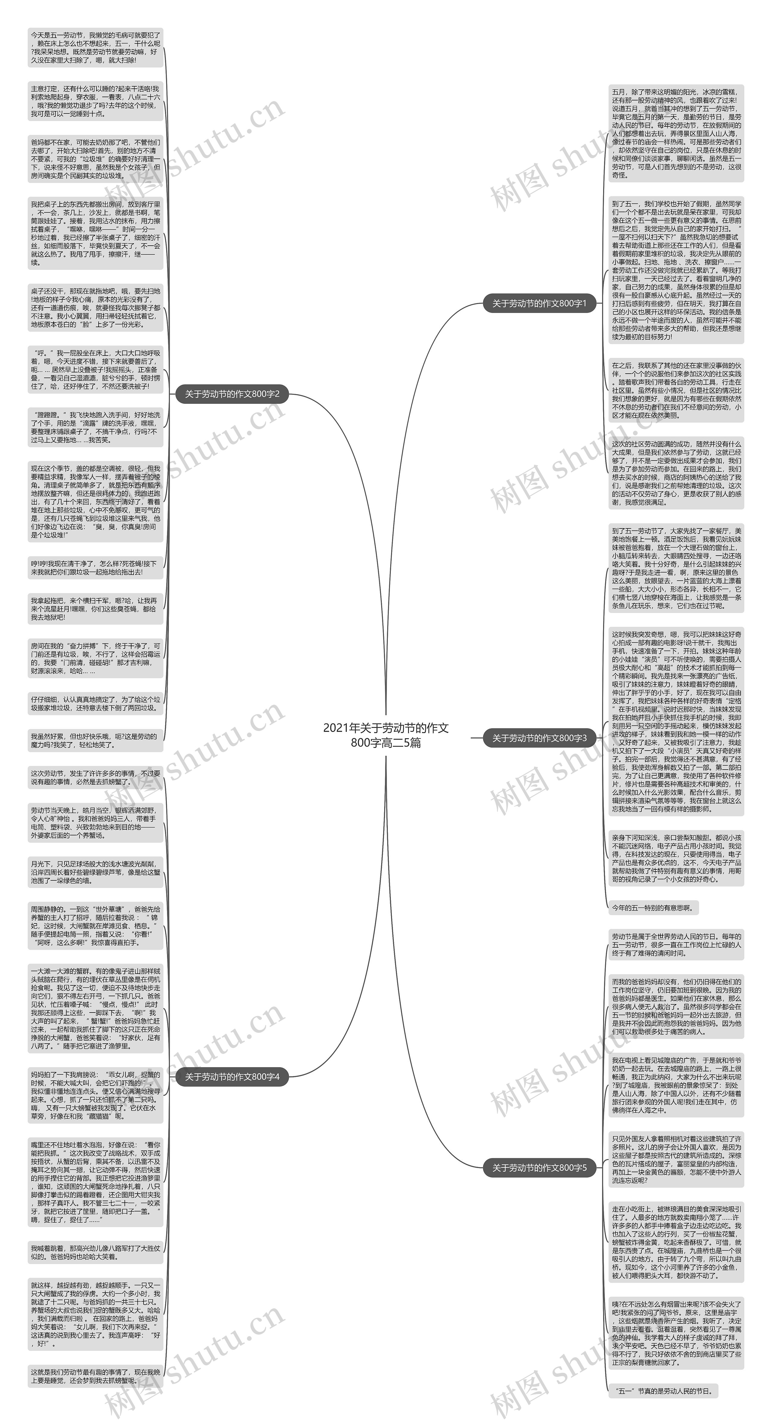 2021年关于劳动节的作文800字高二5篇思维导图