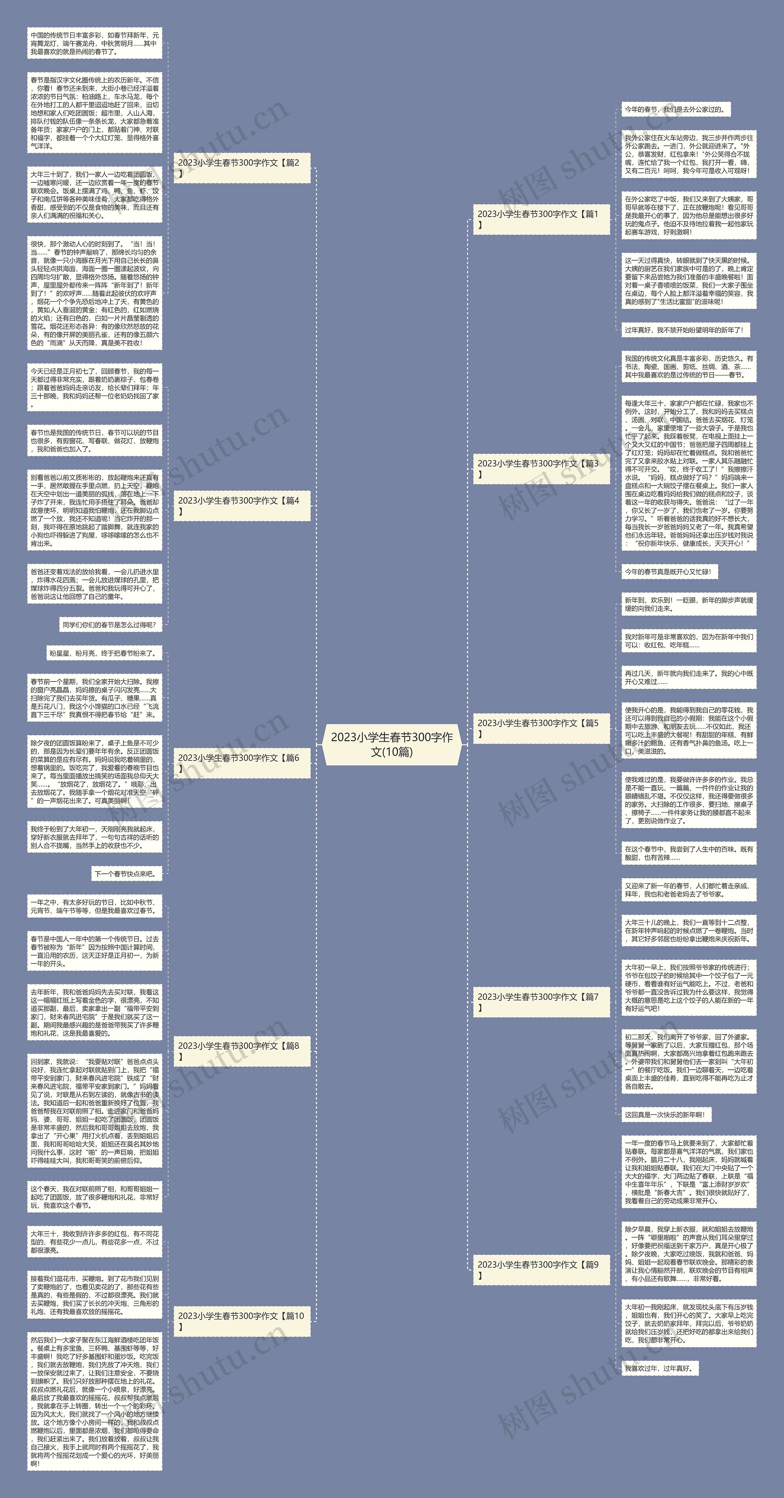 2023小学生春节300字作文(10篇)思维导图