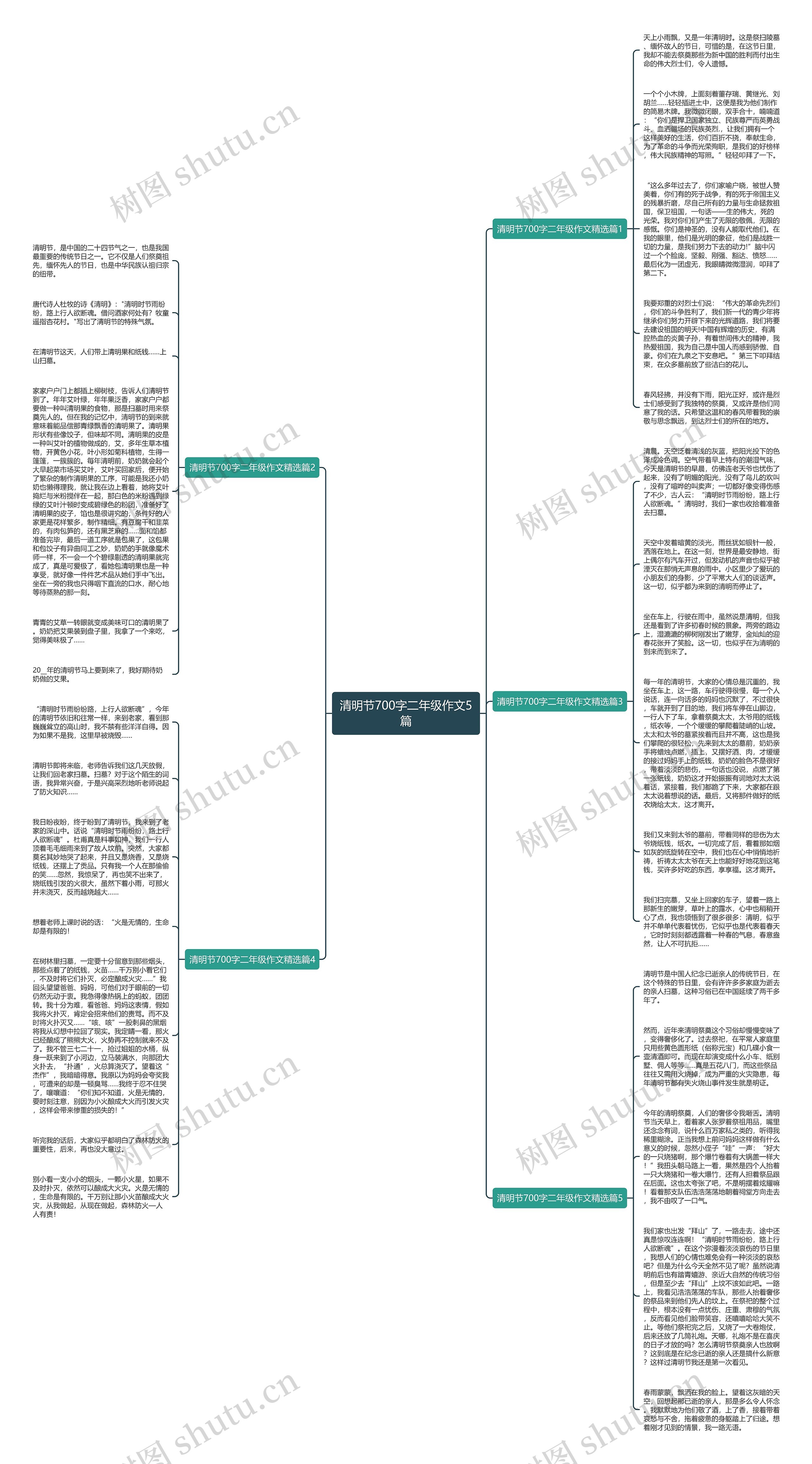 清明节700字二年级作文5篇思维导图