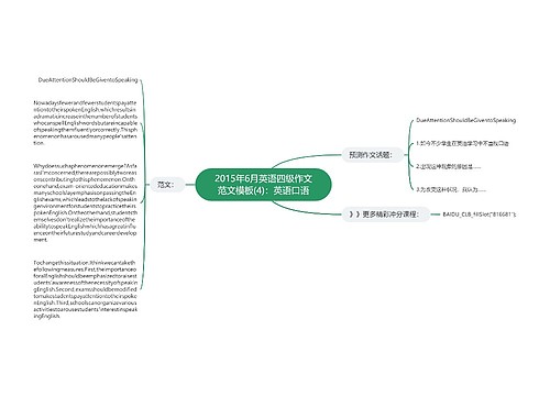 2015年6月英语四级作文范文模板(4)：英语口语