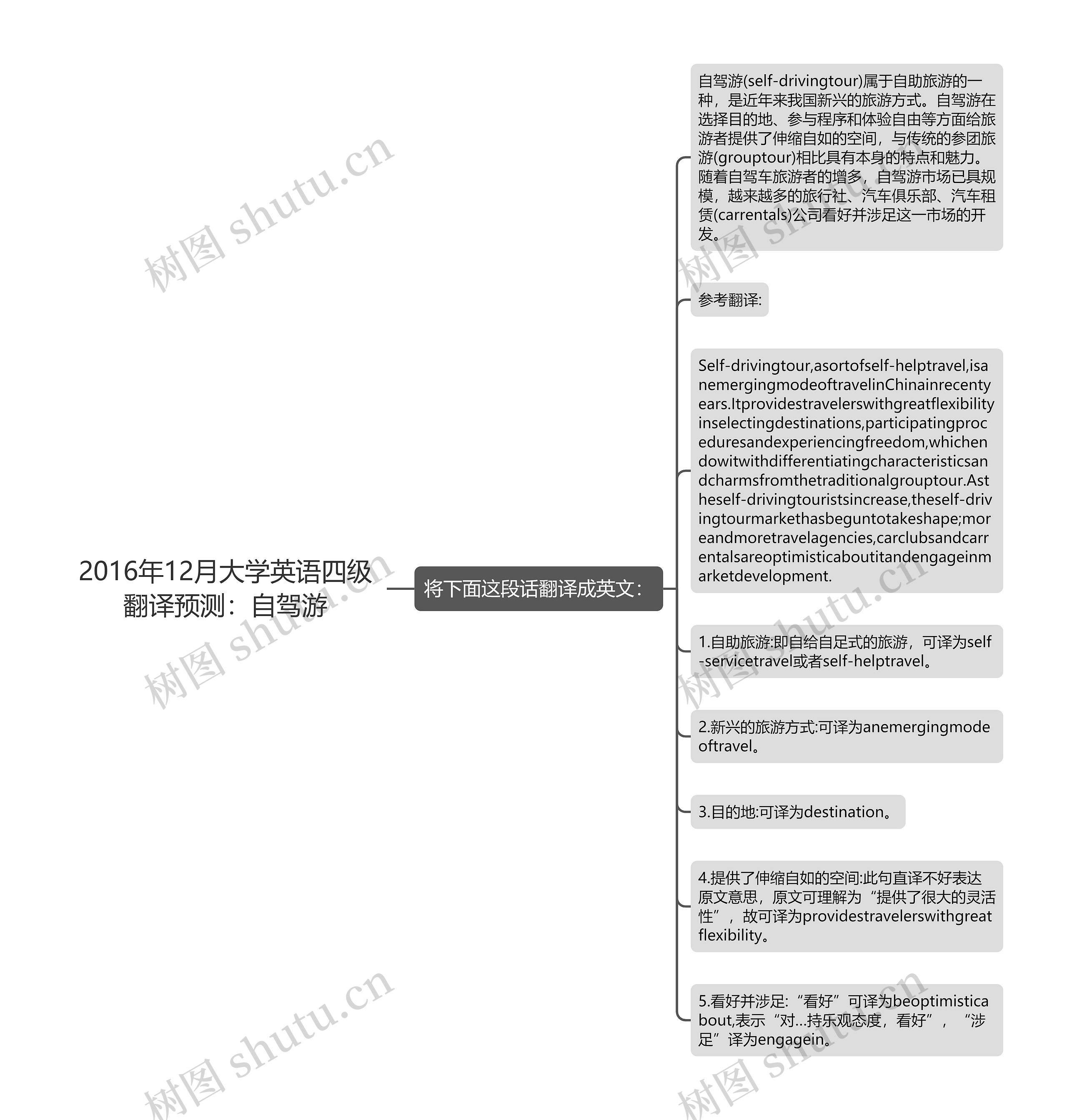 2016年12月大学英语四级翻译预测：自驾游