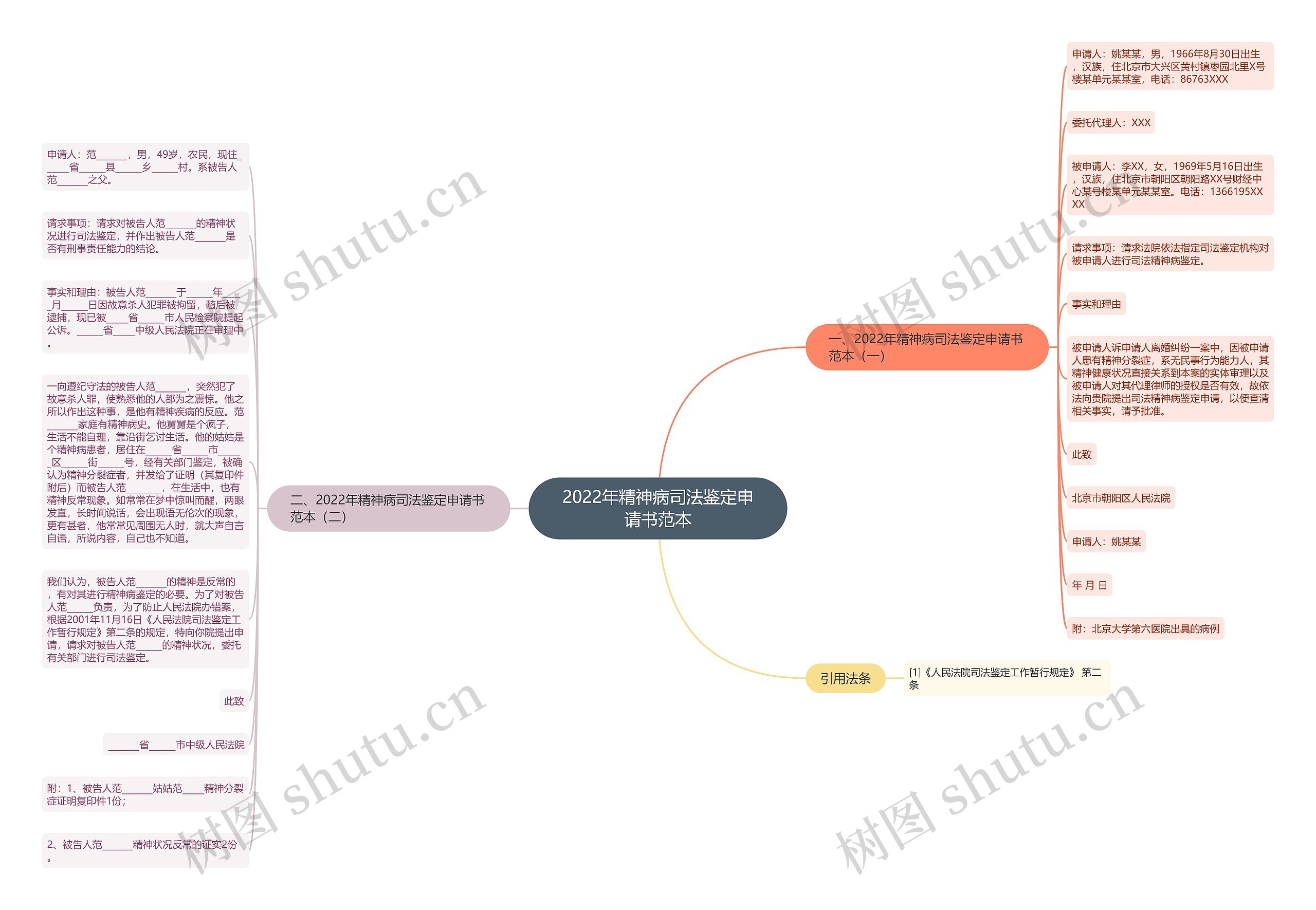 2022年精神病司法鉴定申请书范本思维导图