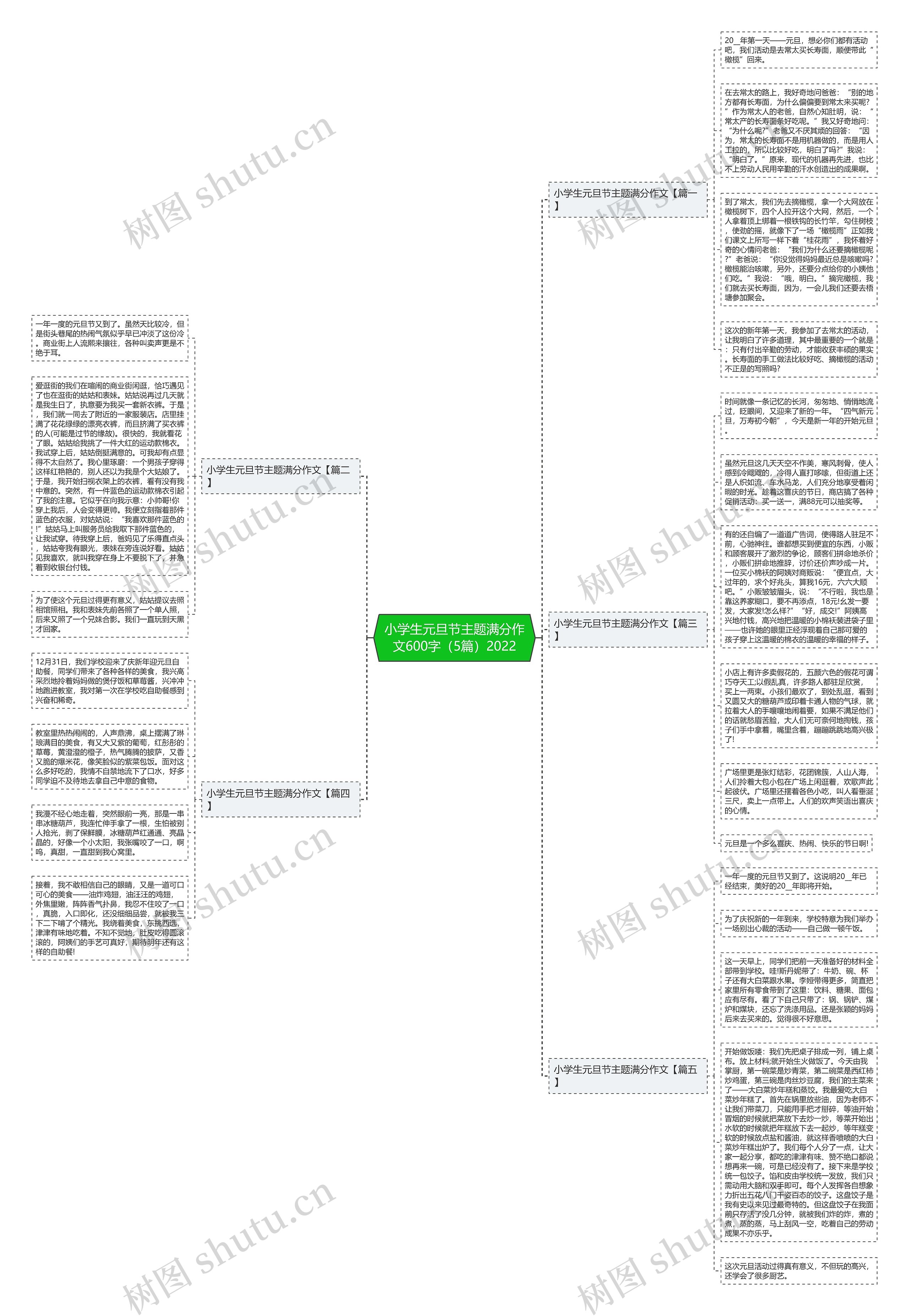 小学生元旦节主题满分作文600字（5篇）2022思维导图