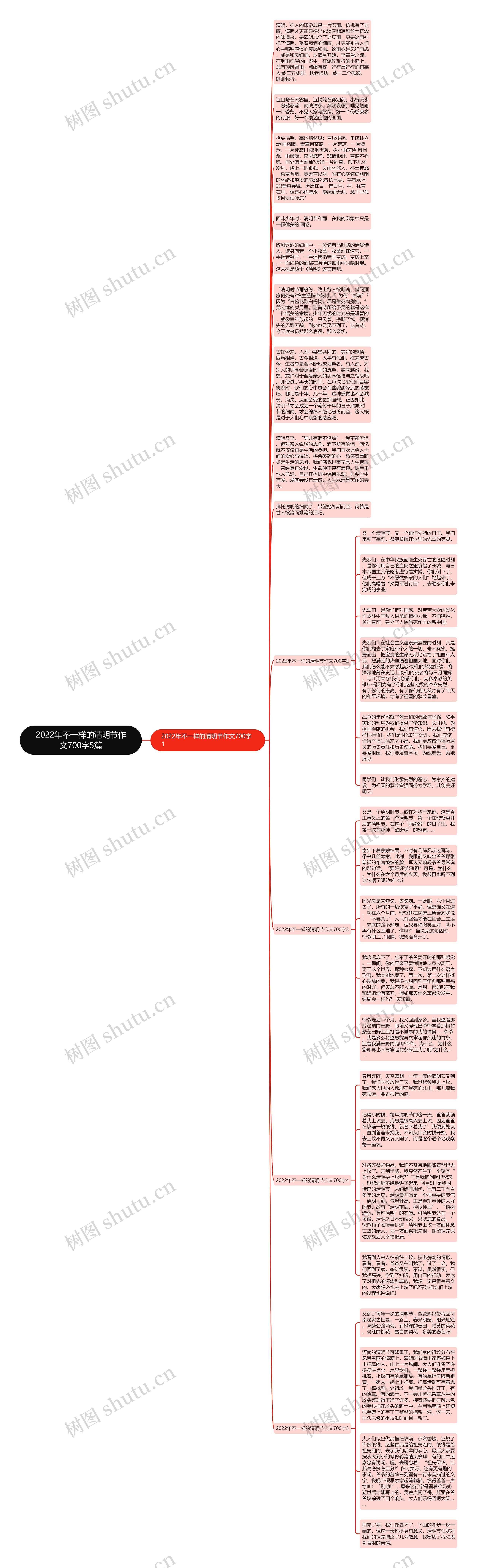 2022年不一样的清明节作文700字5篇思维导图