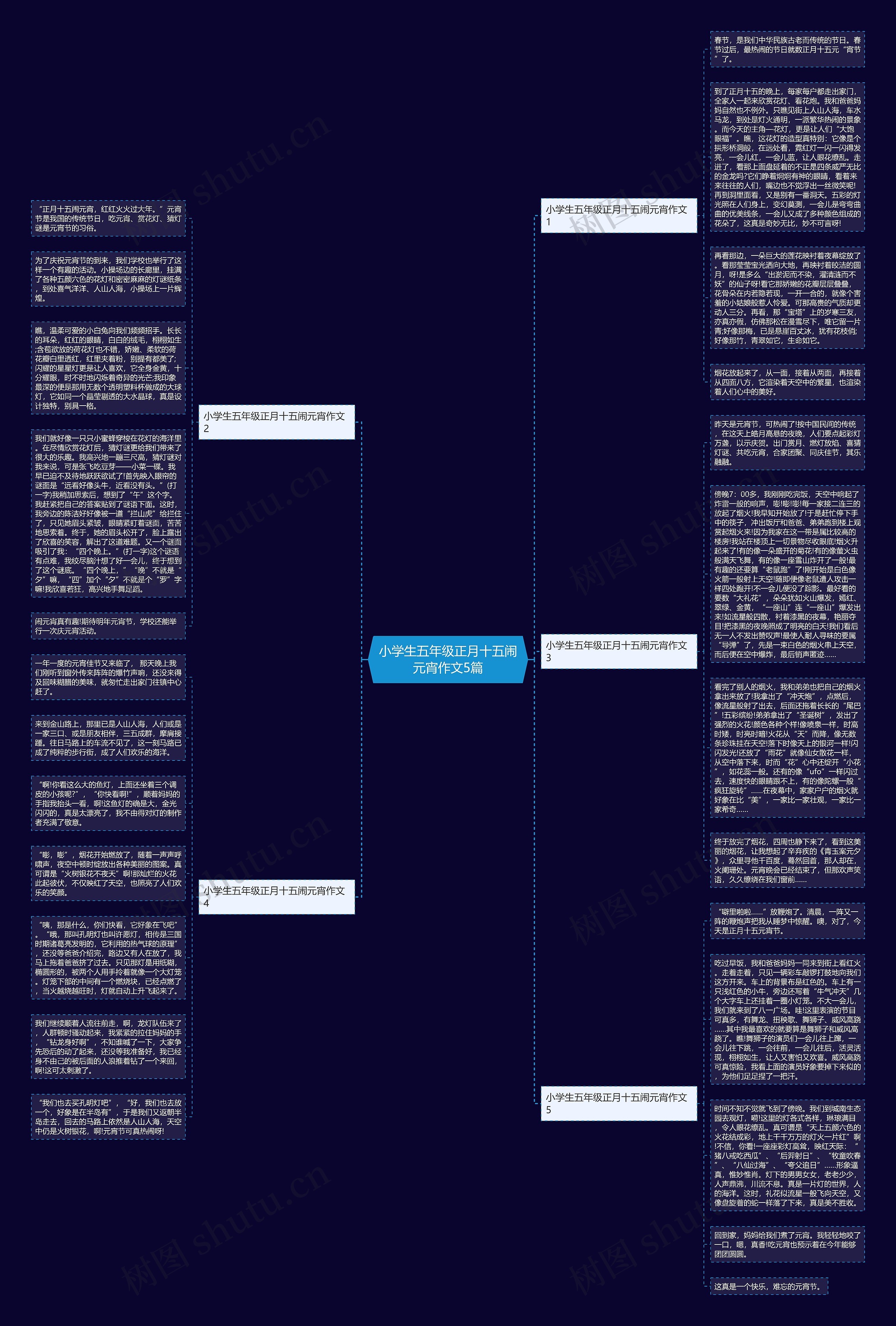 小学生五年级正月十五闹元宵作文5篇思维导图