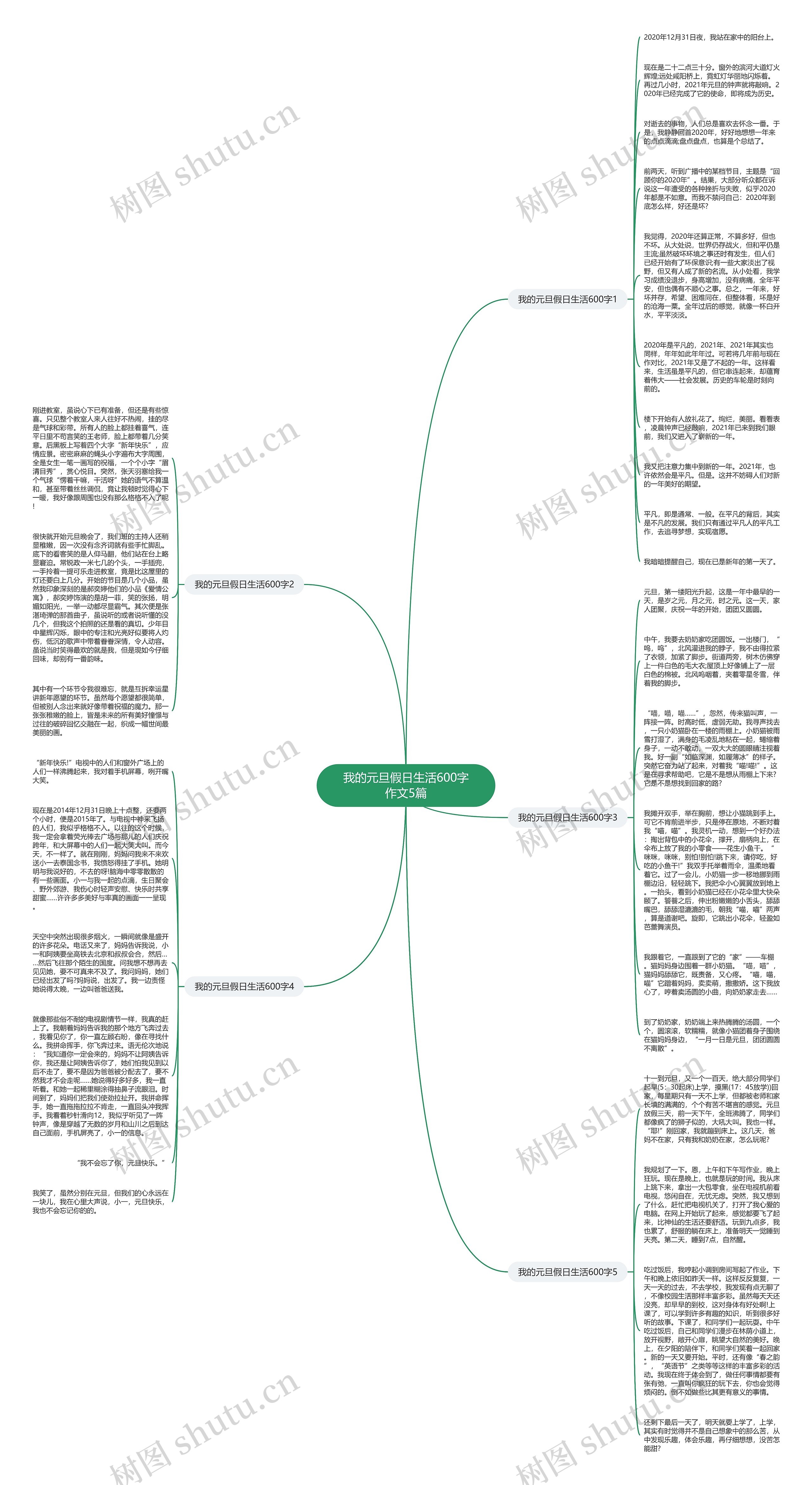 我的元旦假日生活600字作文5篇思维导图高清图 我的元旦假日生活600字作文5篇思维导图