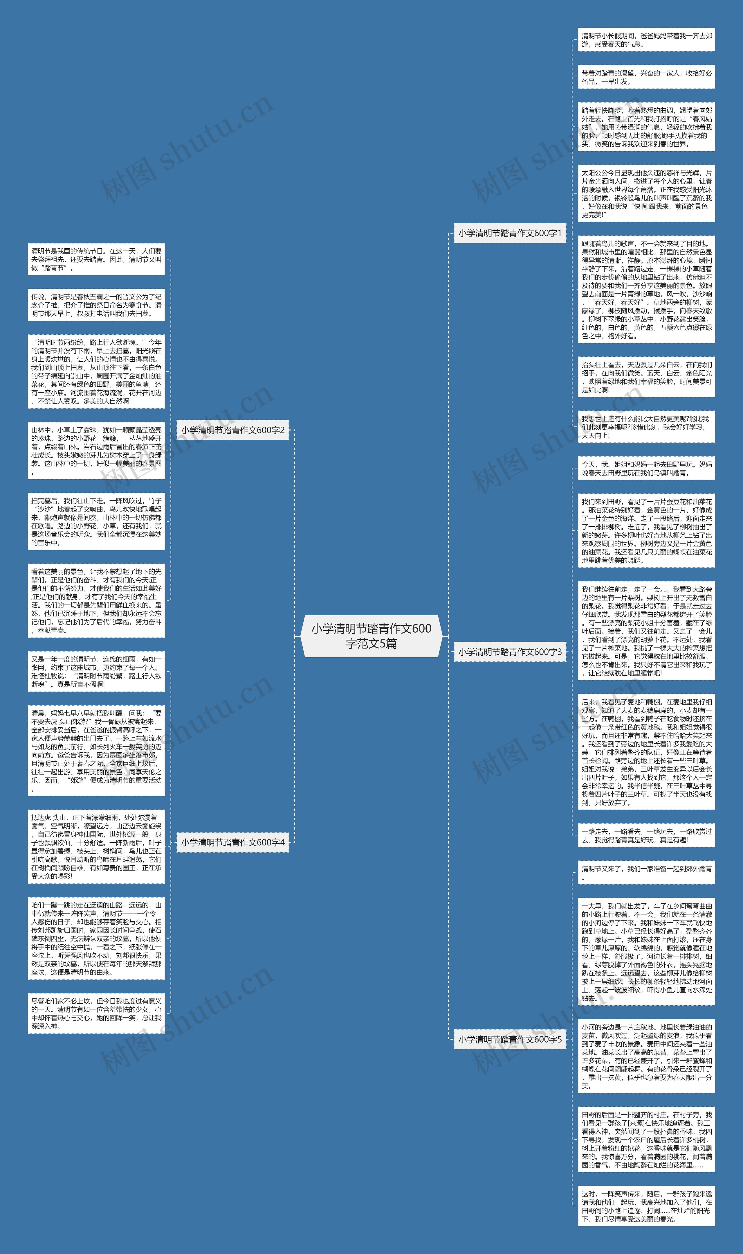 小学清明节踏青作文600字范文5篇思维导图