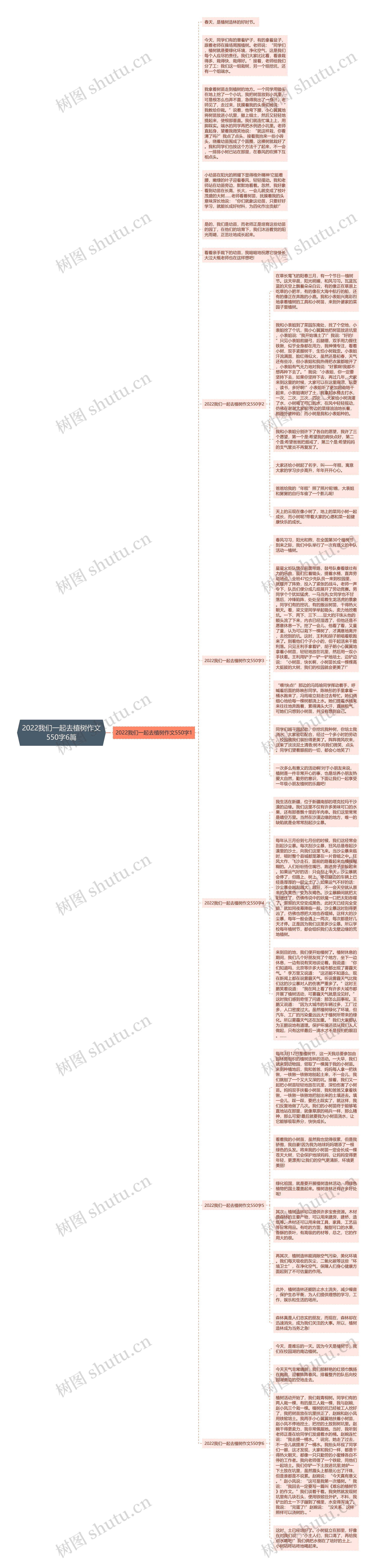 2022我们一起去植树作文550字6篇思维导图