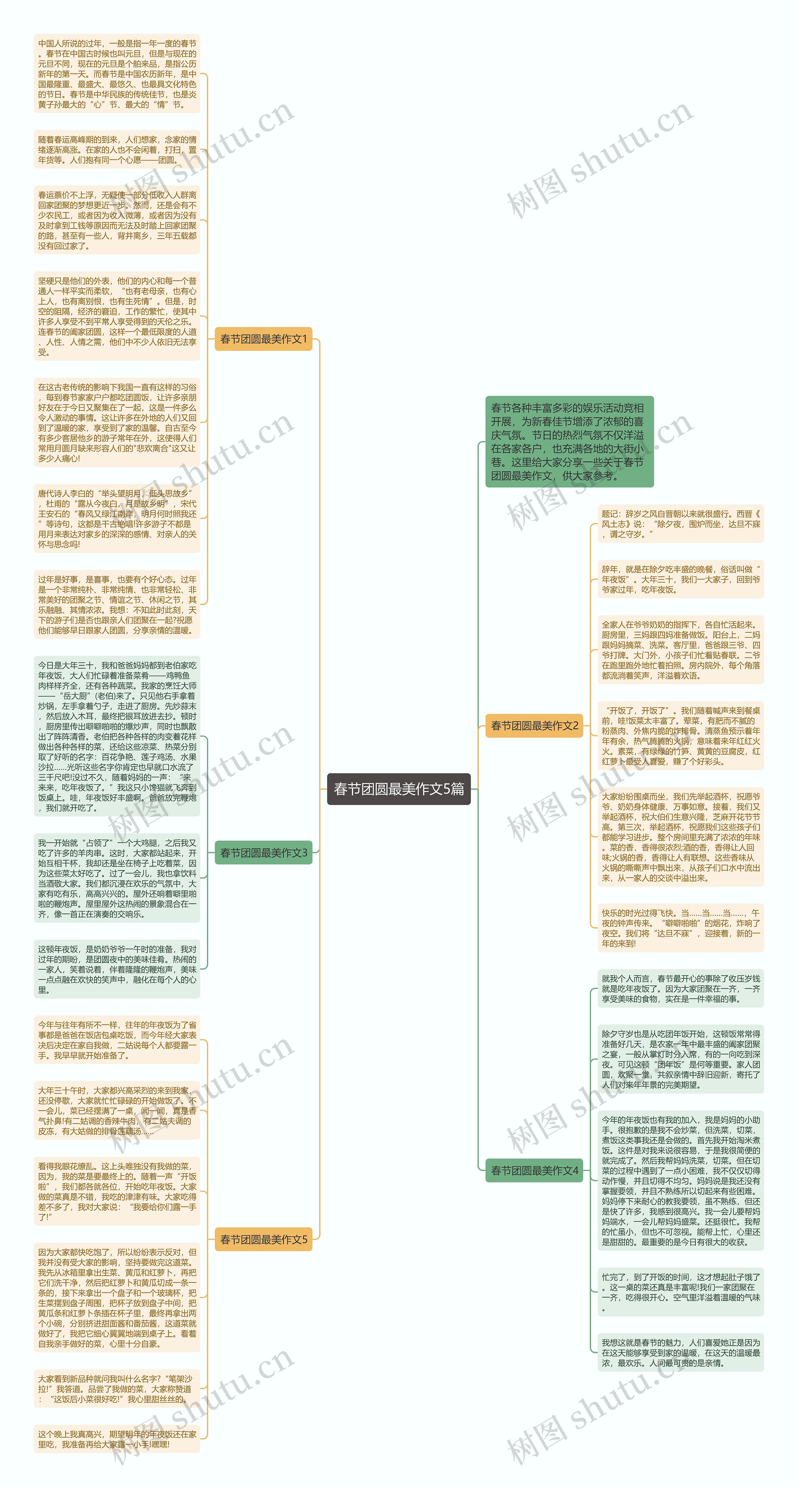 春节团圆最美作文5篇思维导图
