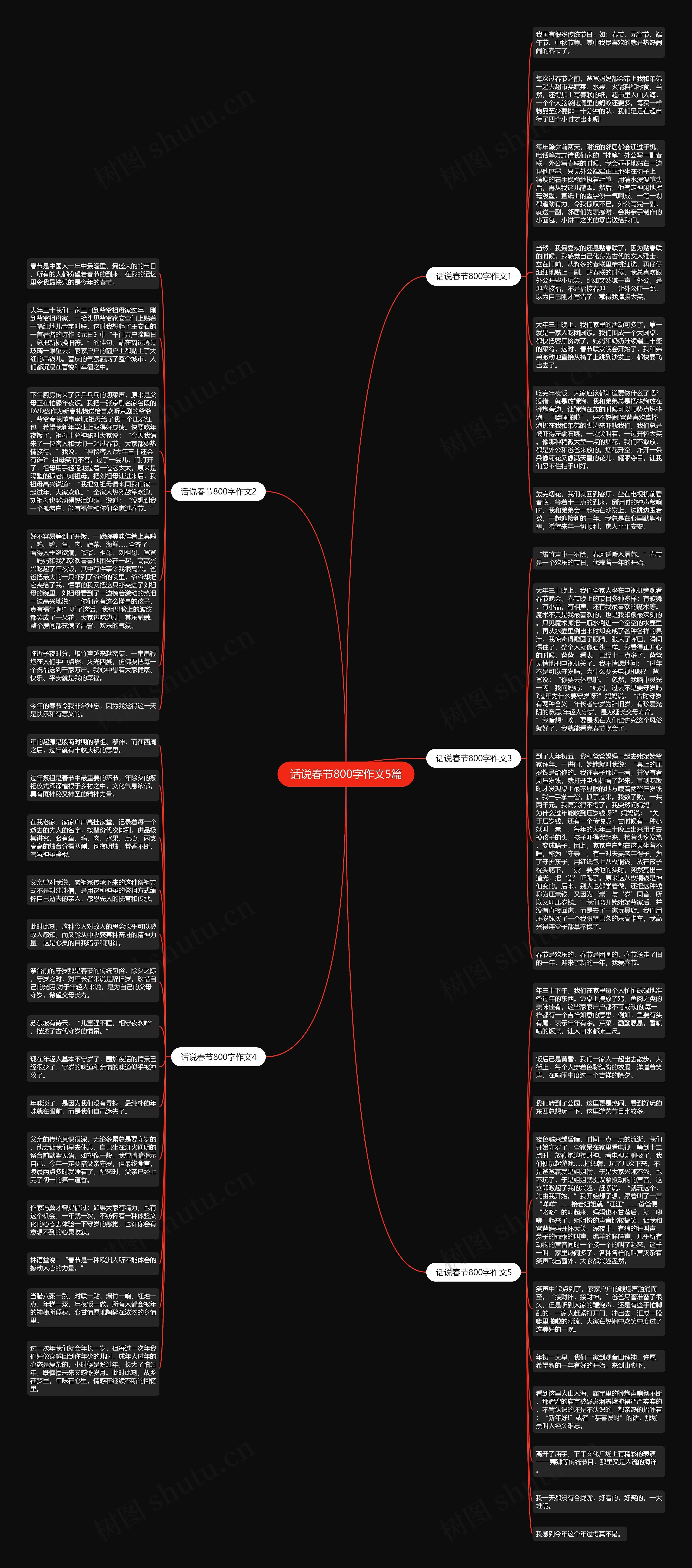 话说春节800字作文5篇思维导图