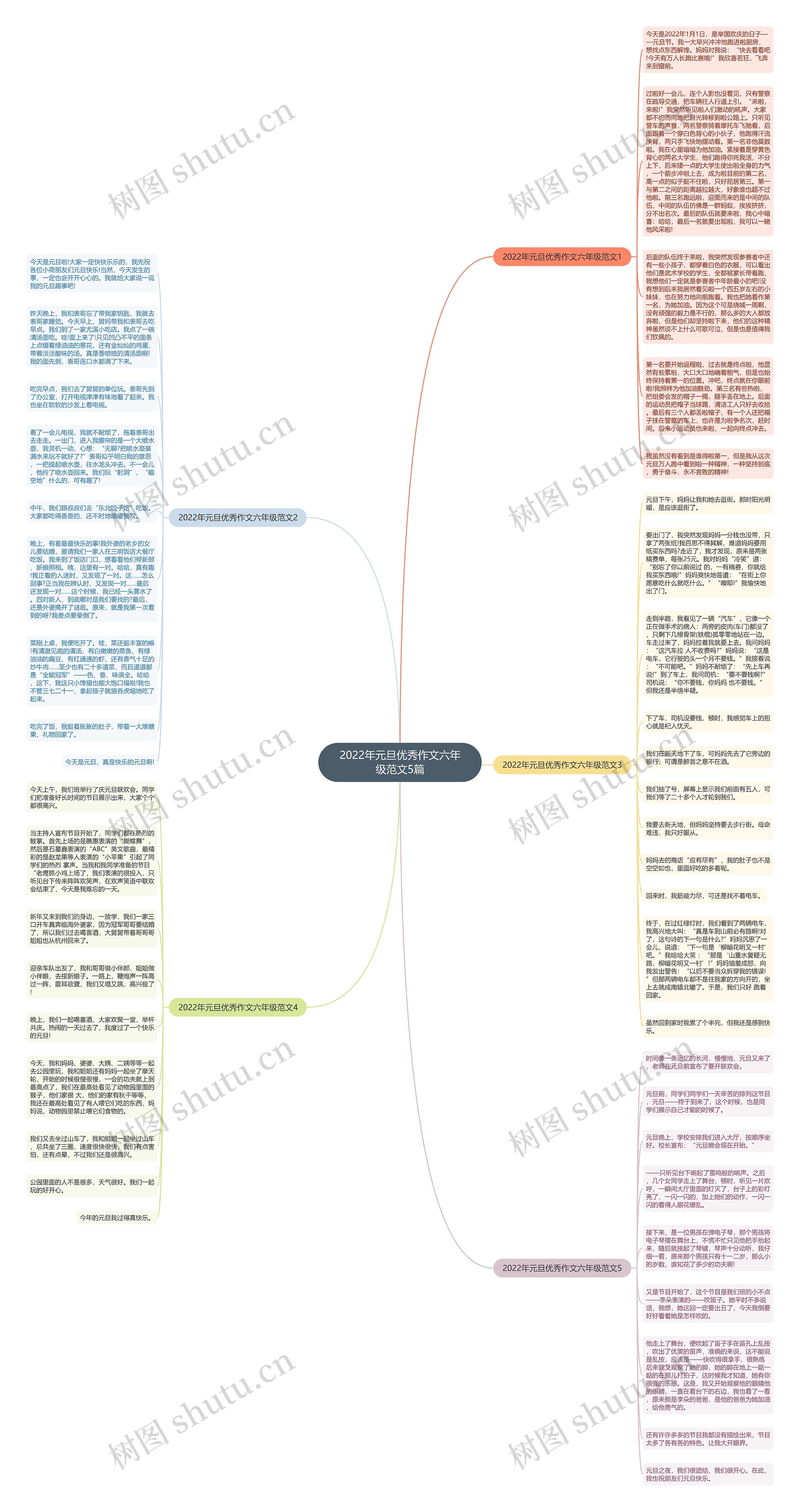 2022年元旦优秀作文六年级范文5篇思维导图