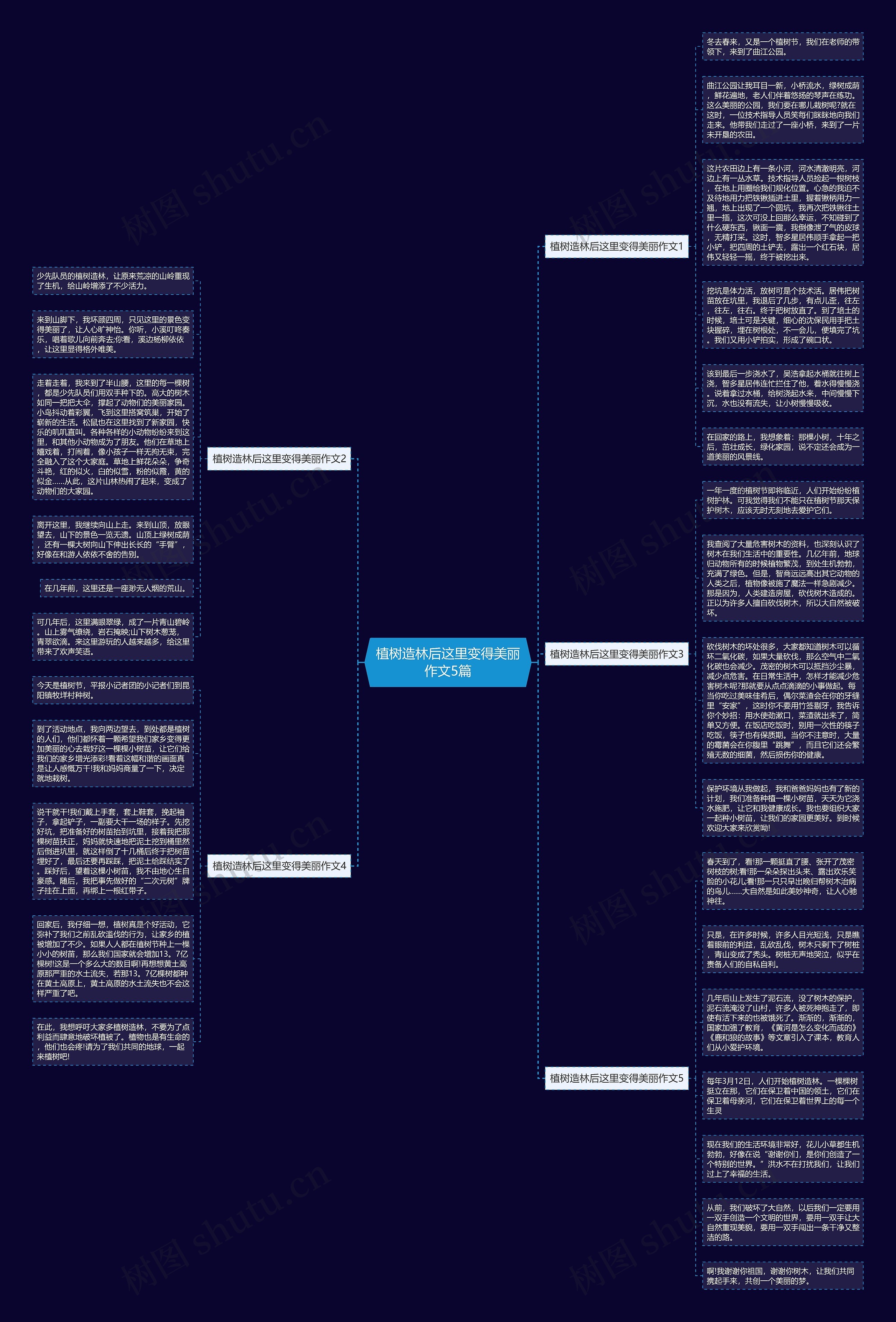 植树造林后这里变得美丽作文5篇思维导图