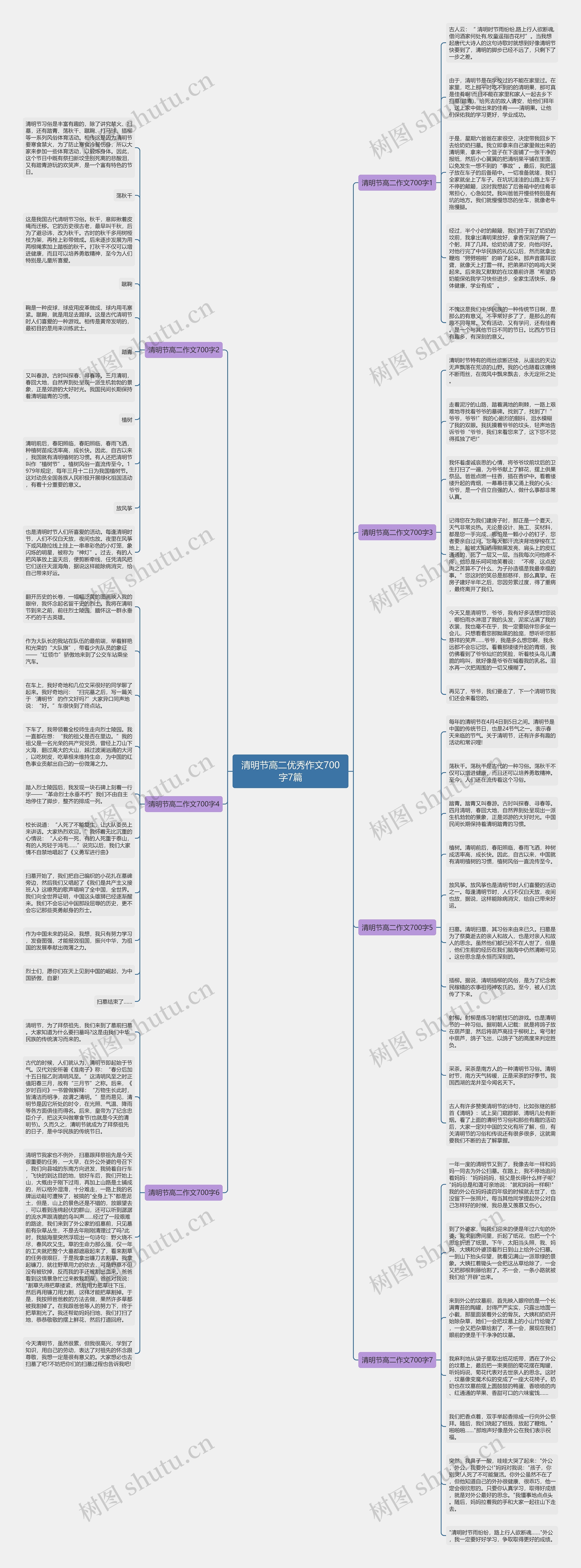 清明节高二优秀作文700字7篇思维导图