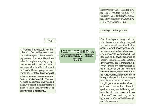 2022下半年英语四级作文热门话题及范文：活到老学到老