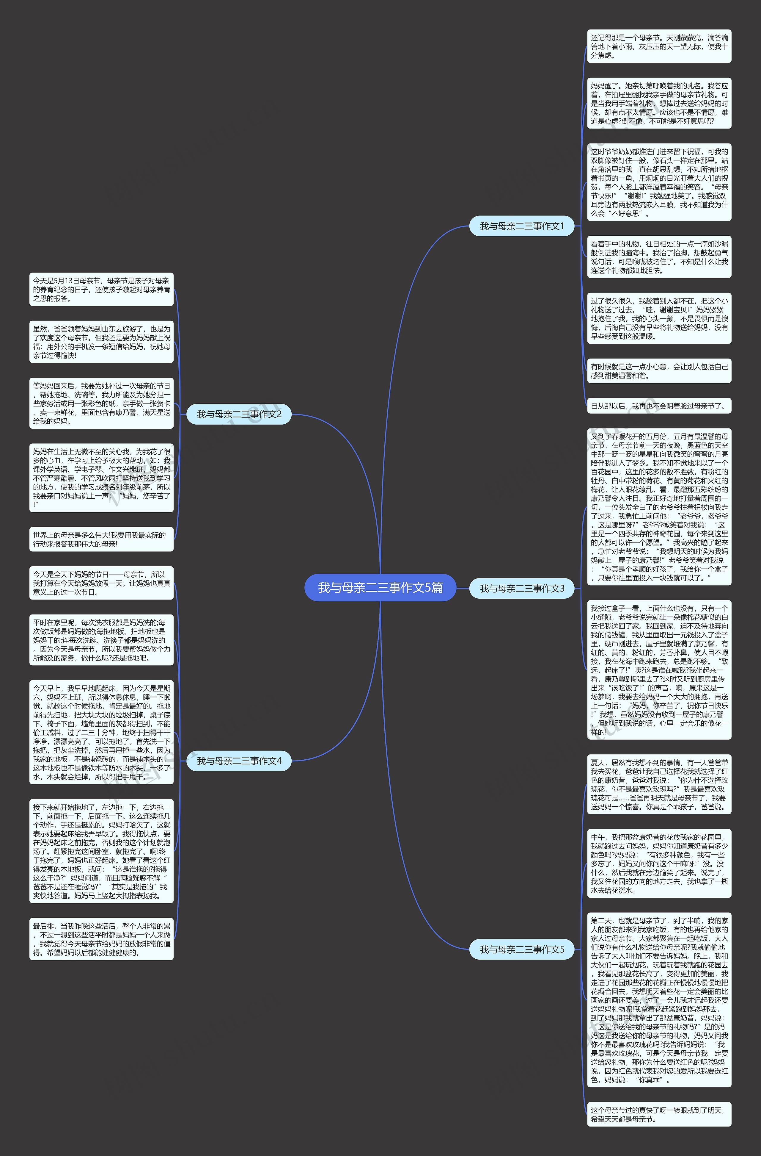 我与母亲二三事作文5篇思维导图