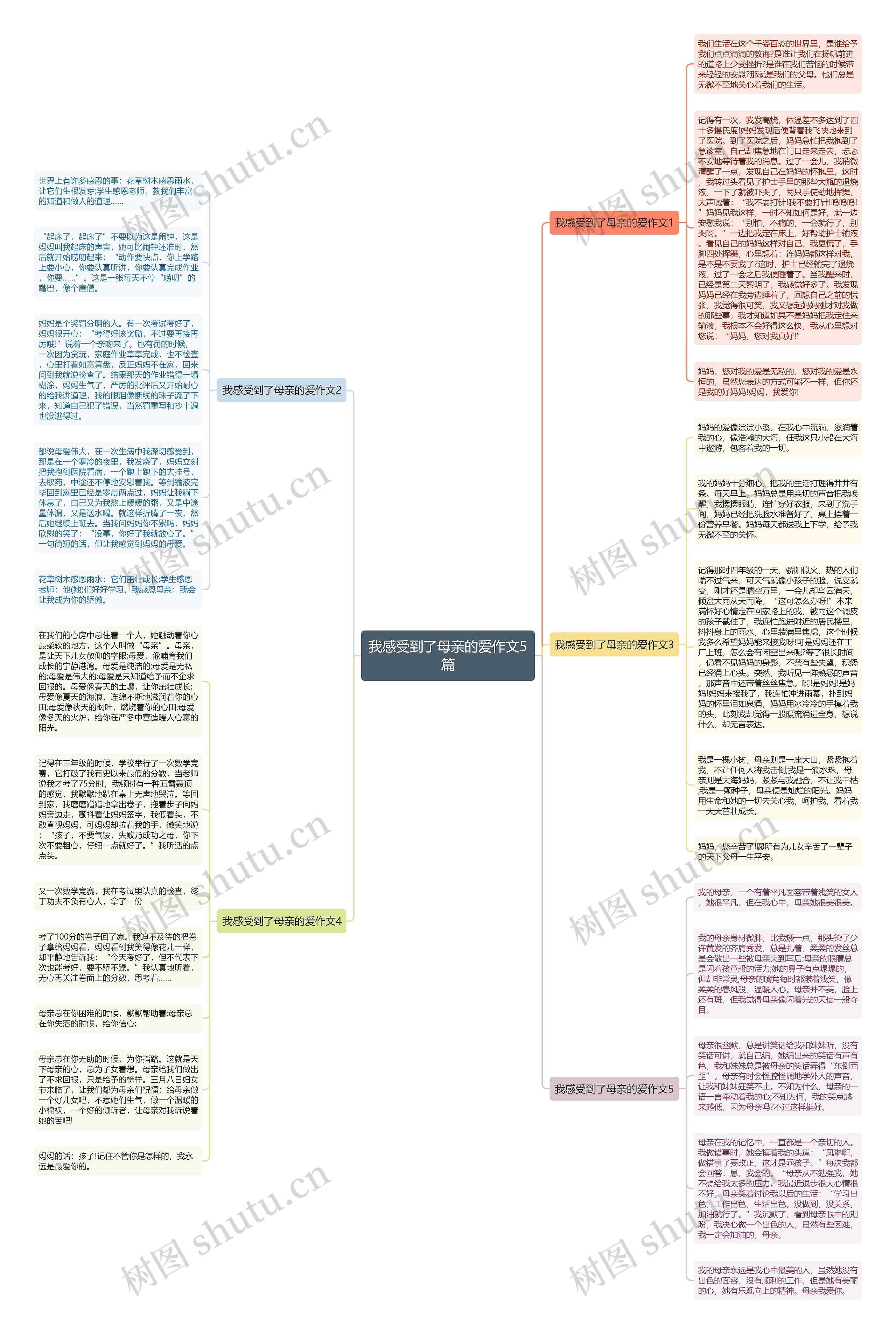 我感受到了母亲的爱作文5篇思维导图
