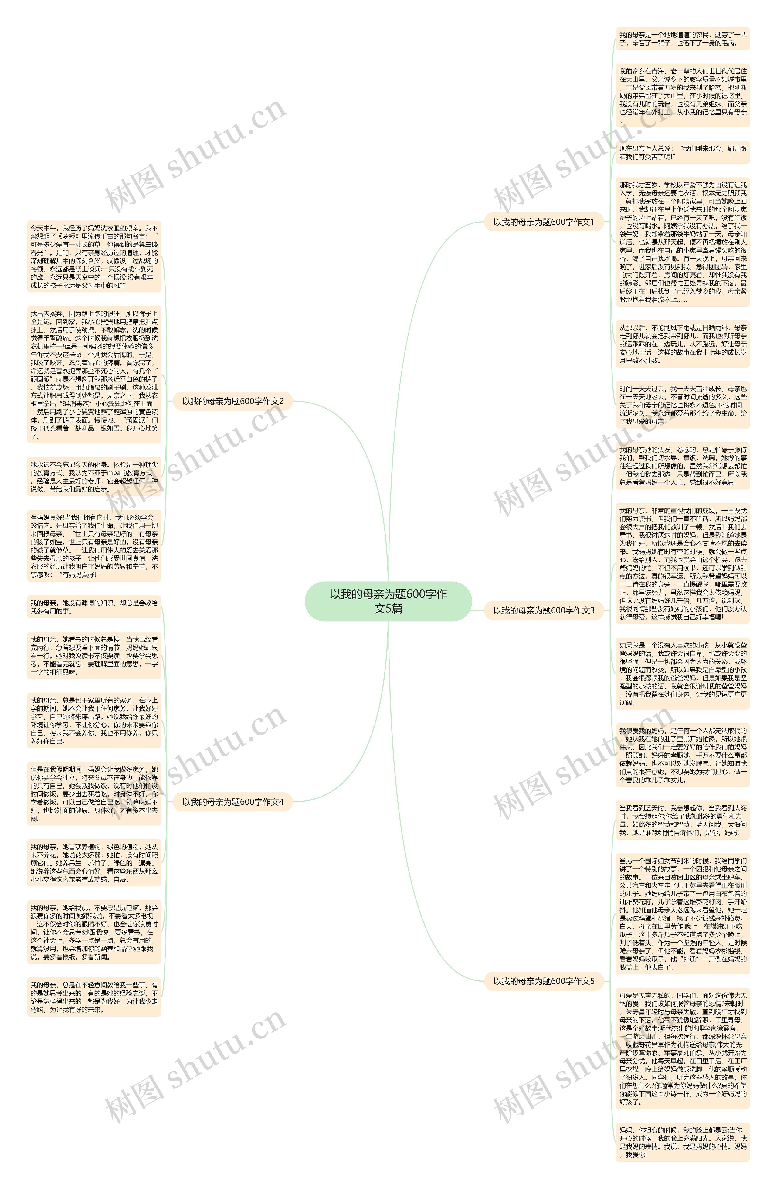 以我的母亲为题600字作文5篇思维导图