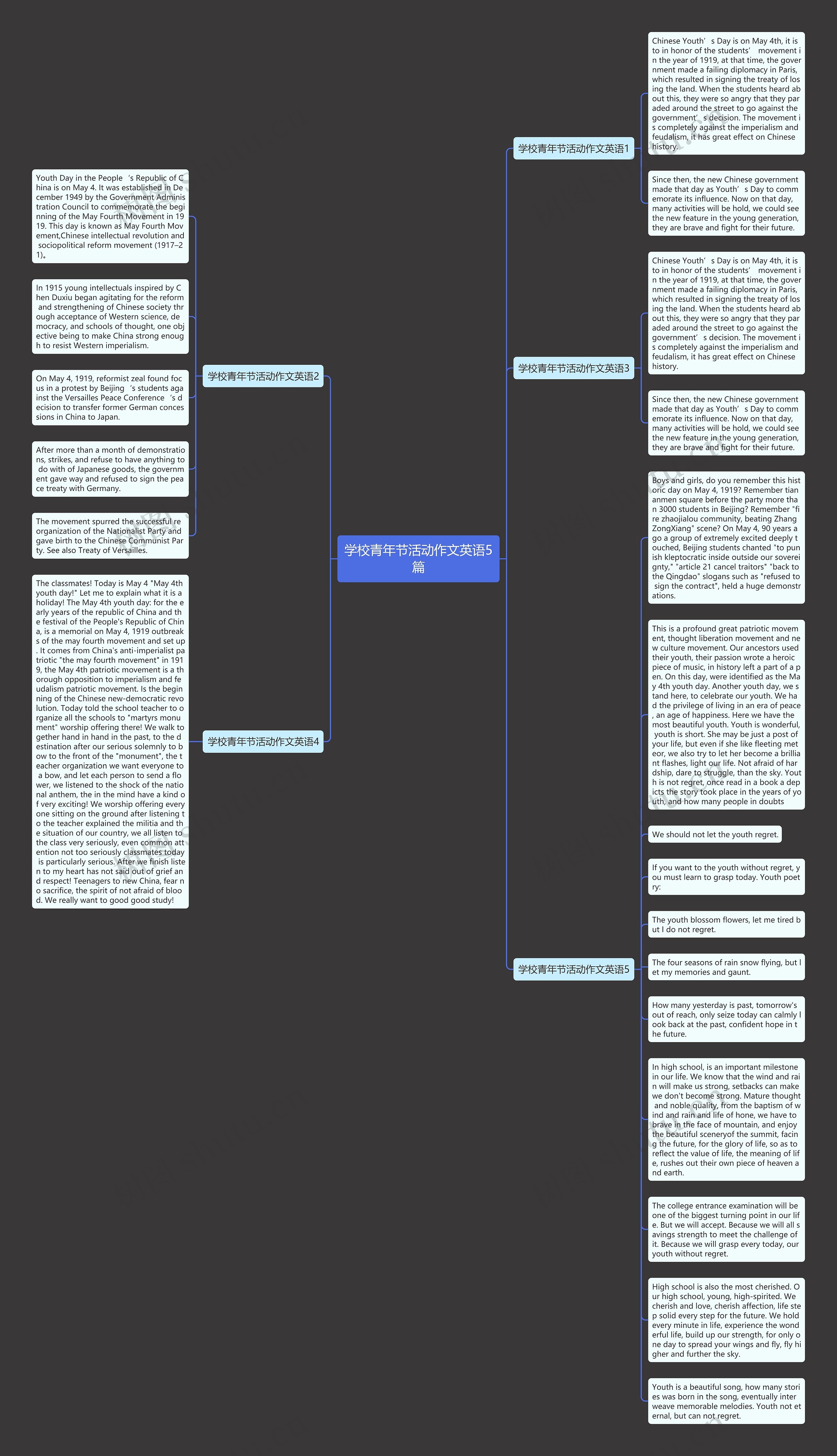 学校青年节活动作文英语5篇思维导图