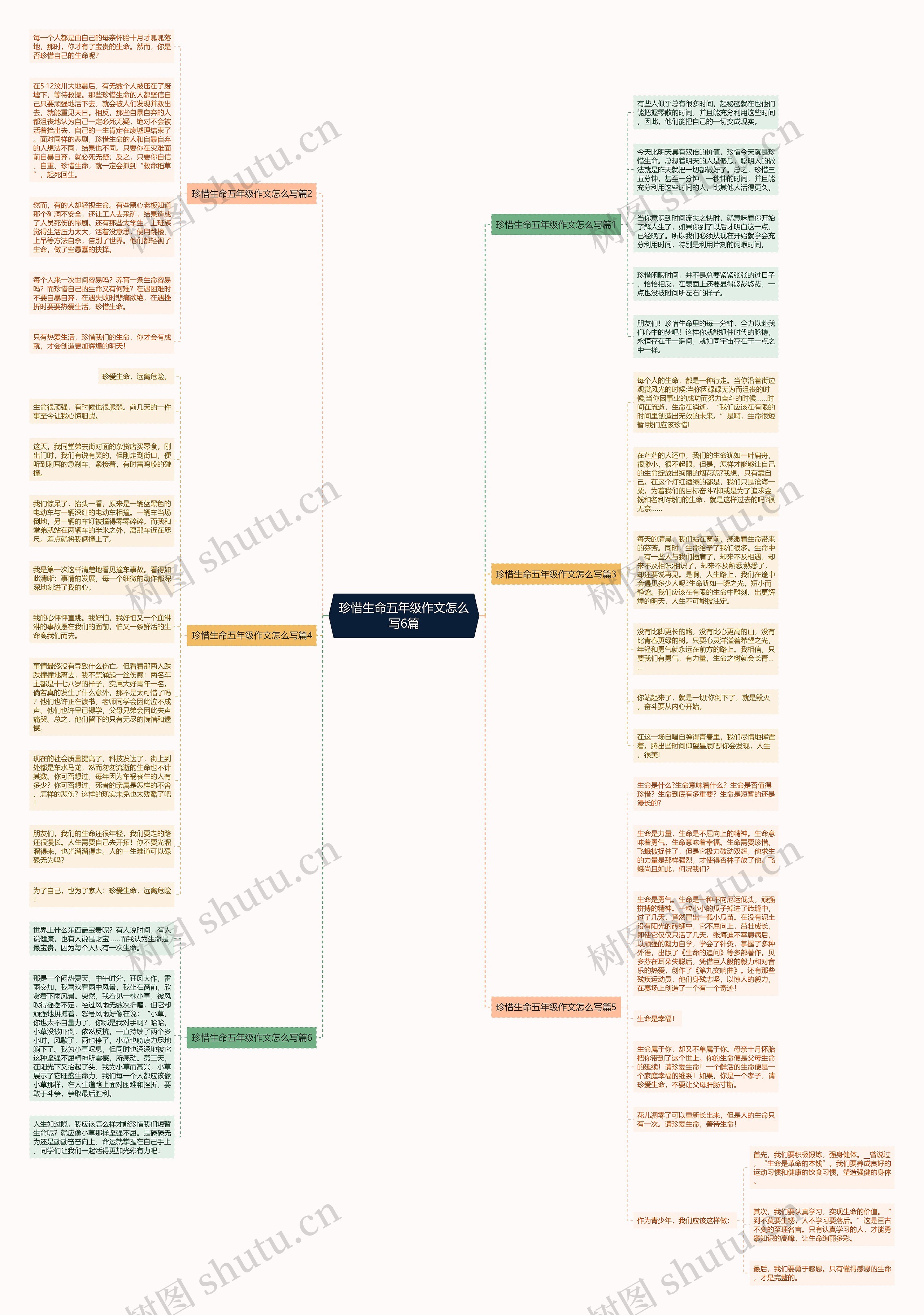 珍惜生命五年级作文怎么写6篇思维导图