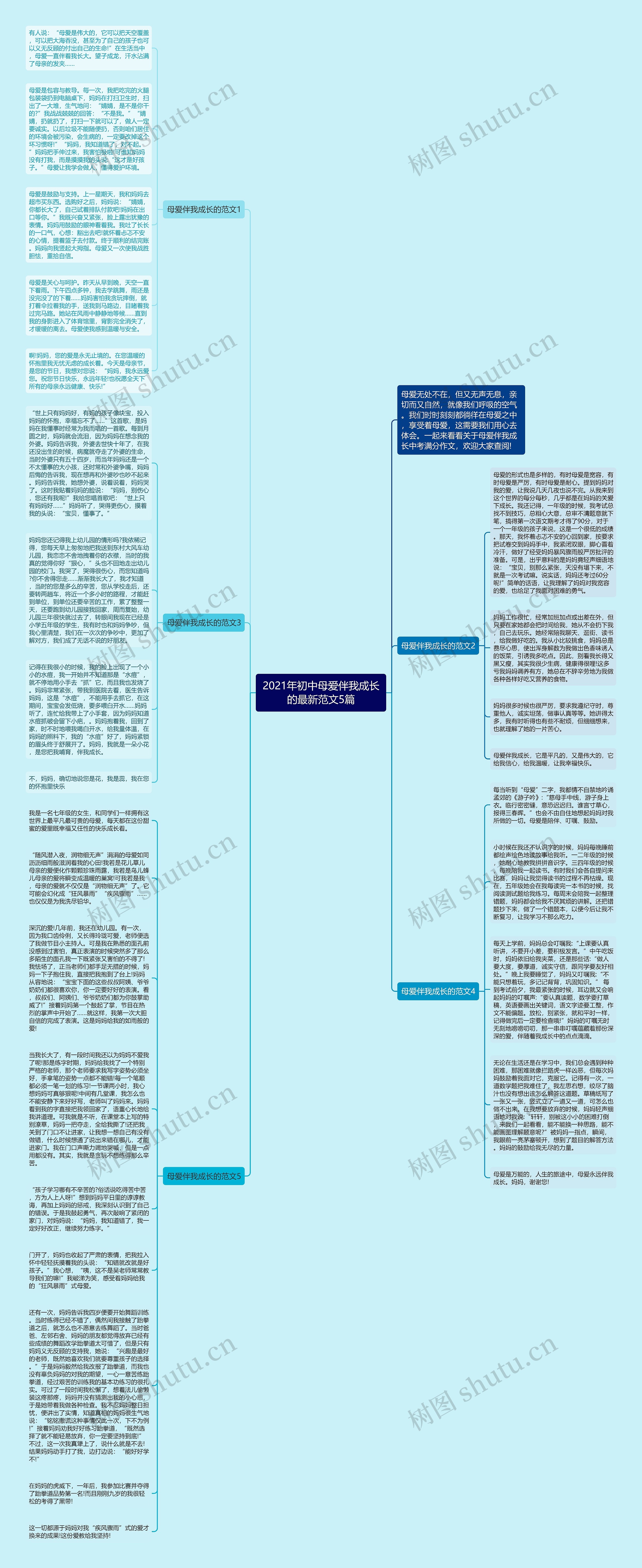 2021年初中母爱伴我成长的最新范文5篇思维导图