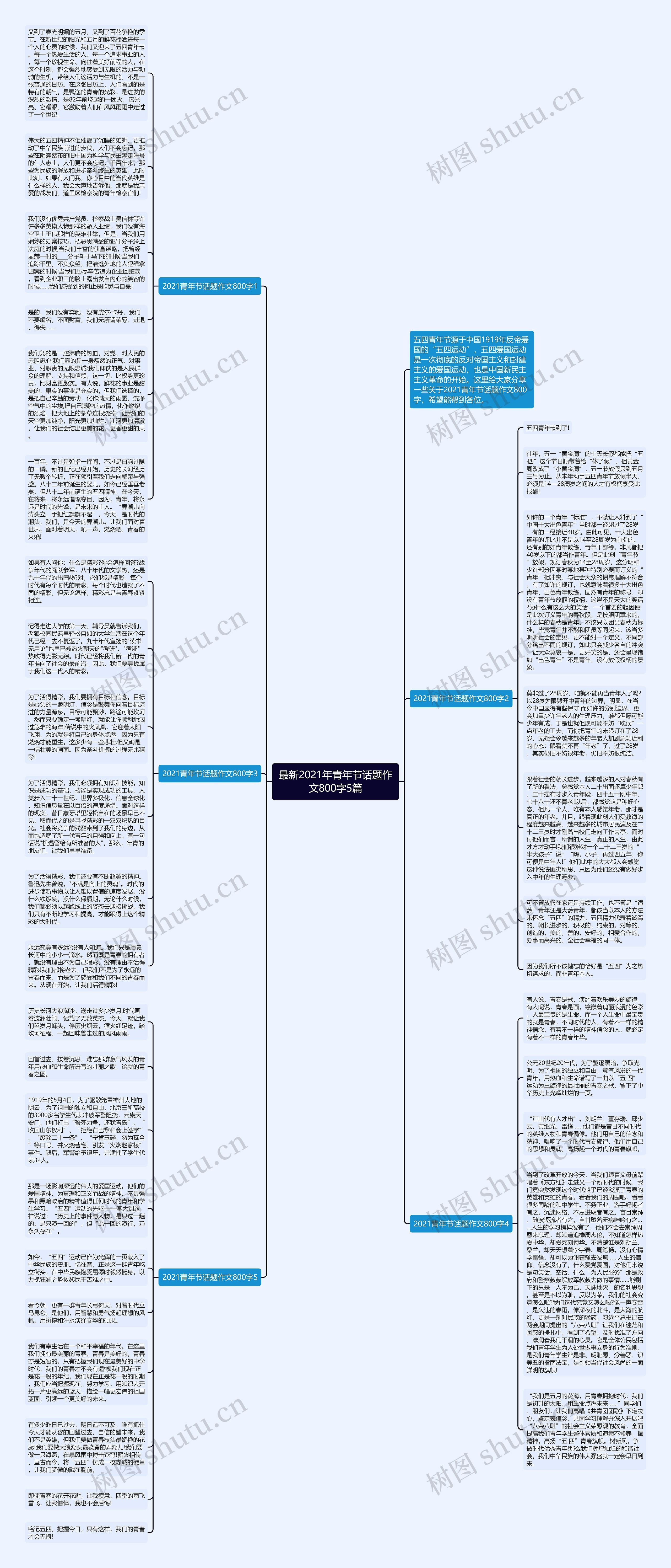 最新2021年青年节话题作文800字5篇思维导图