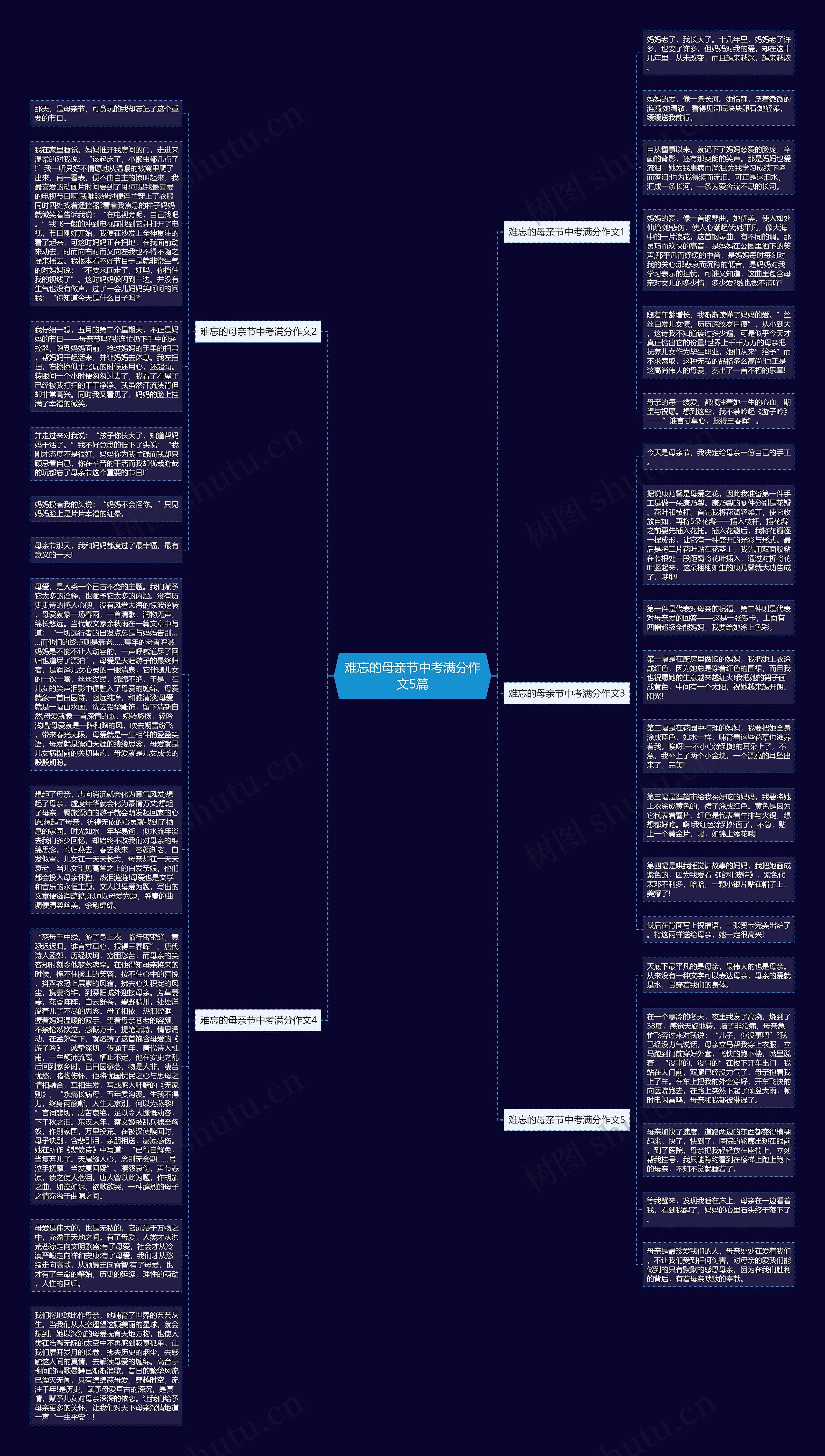 难忘的母亲节中考满分作文5篇思维导图